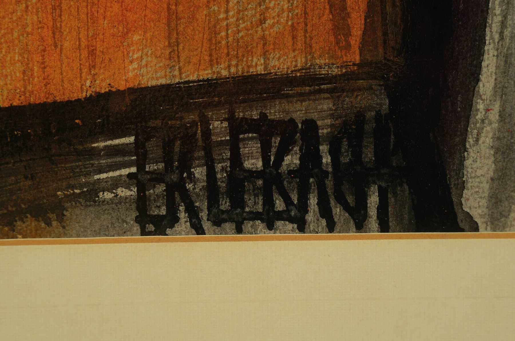 Detail a: Vladimir Erlebach, 1934 Nieder-Brasa/ Tschechoslowakei-1996 Wiesbaden, Gouache auf Papier, links unten signiert, ca. 62x44cm,PP, u.Gl., R. ca. 80x63cm