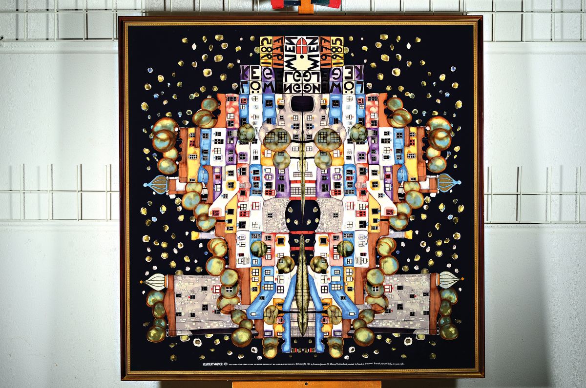 Friedensreich Hundertwasser, 1928-2000, The house is the mirror of man and woman, Löwenkegel Wien, Druck 1985 Gruener Janarus Glarus Wien 1985 auf ...