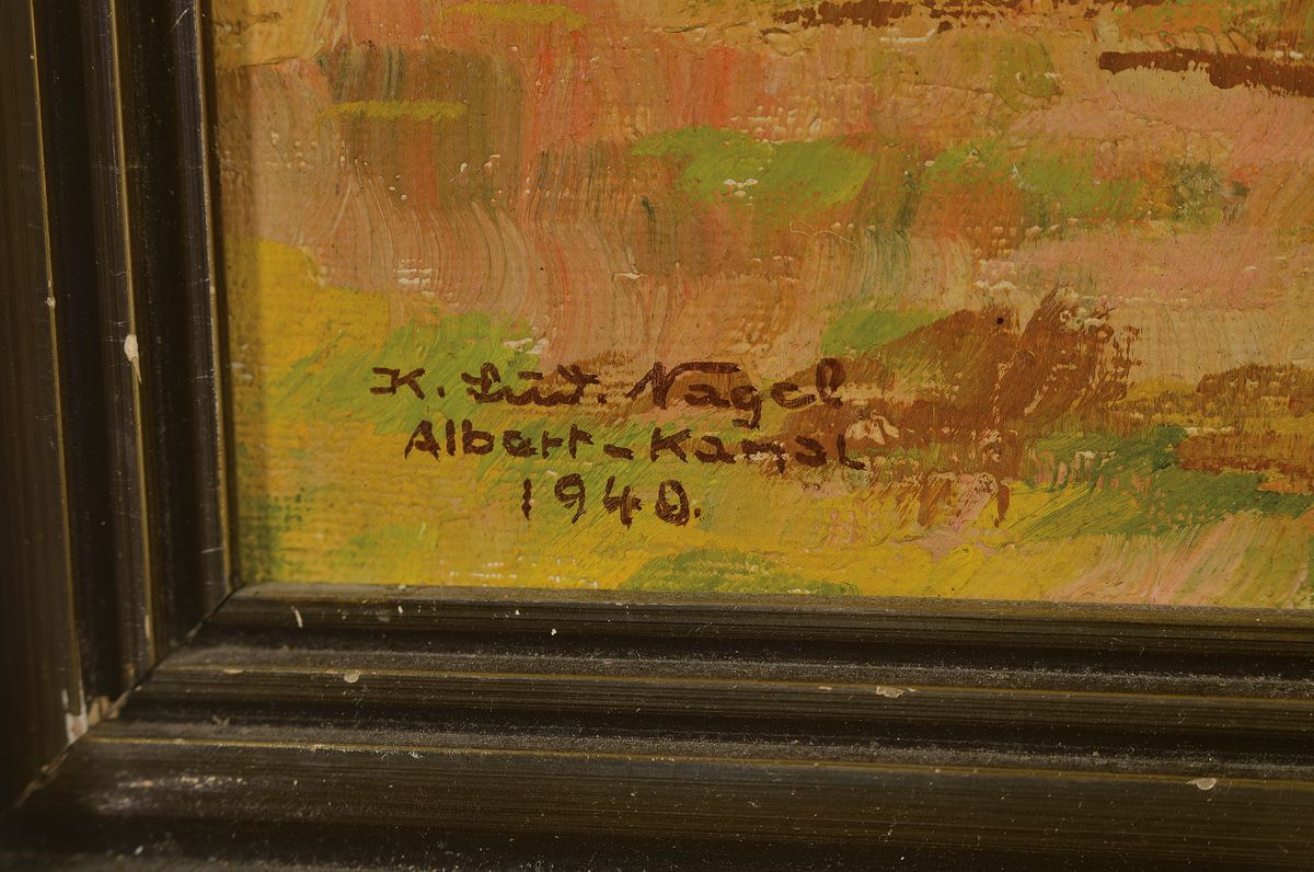 Detail b: Karl Ludwig Nagel, 1898-1959, 2 Arbeiten: Der Albert-Kanal bei Hasselt, Öl/Hartfaser, links unten bez., sign. und dat. 1940, ca. 40x51cm, R. ca. ...