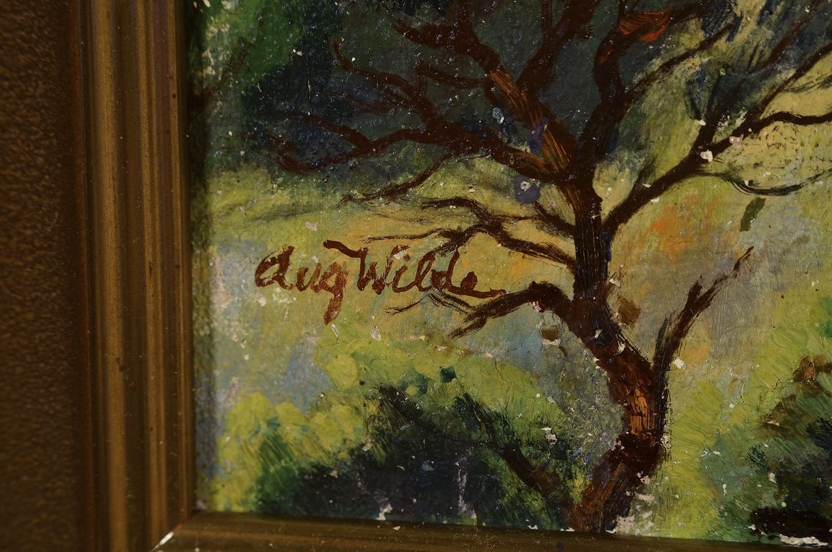 Detail a: August Wilde, 1881 Ludwigshafen-1950 Bad Dürkheim, Studium an der Akademie München bei Herterich und Franz von Stuck, hier: Blick auf die Limburg, ...