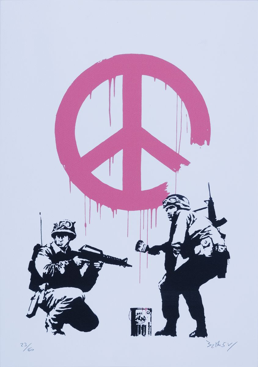 Detail k: nach Banksy, CND Soldiers, Campaign for NuclDisarmament, sign., num. 23/90, Blattgr. ca. 50x35cm
