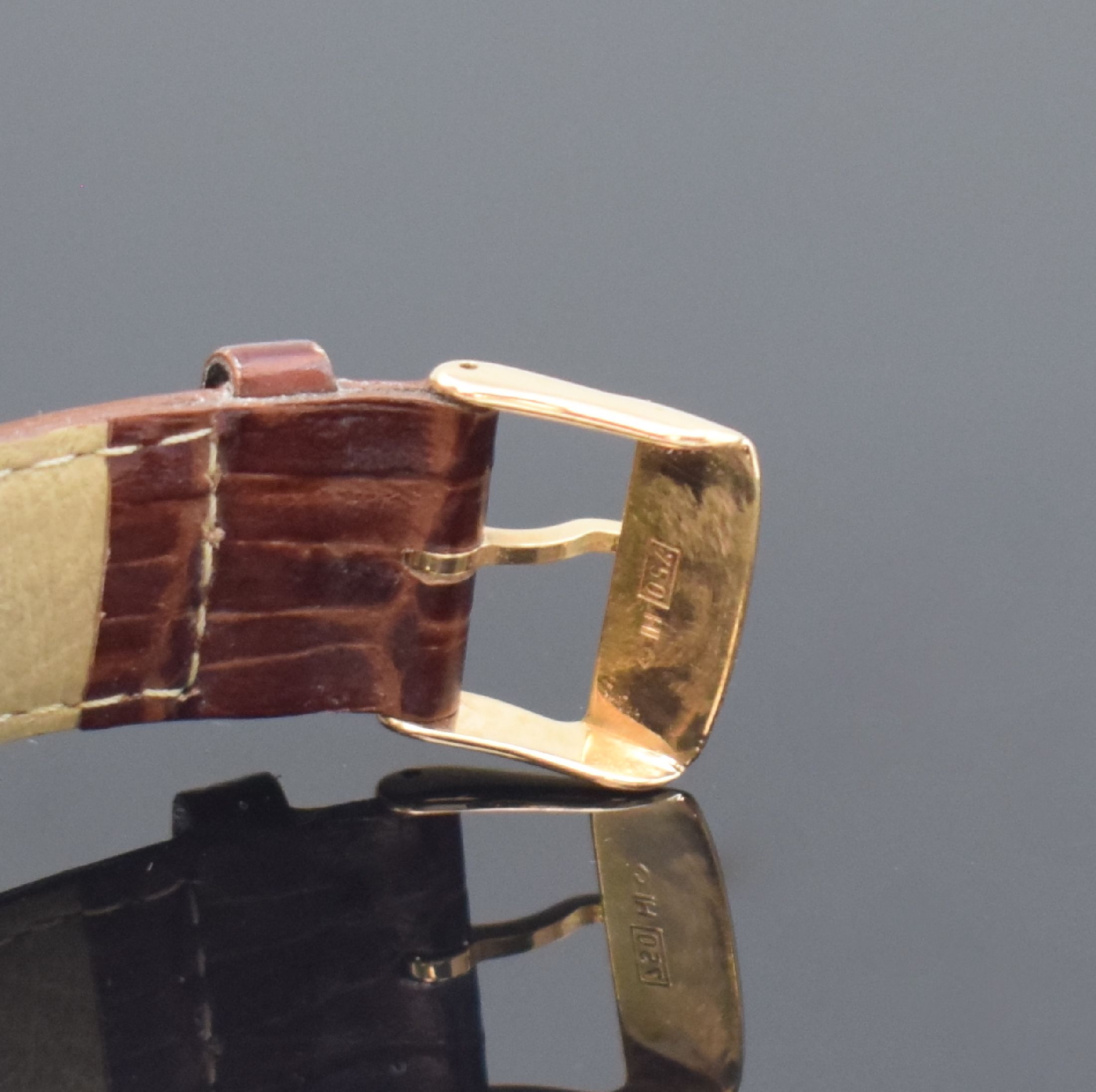 Detail b: PHILIPPE BRETON Nostalgie Herrenarmbanduhr in RoseG 585/000, Schweiz um 2005, Automatik, massives 2-teil. Gehäuse, Boden 4-fach verschr., silb. ...