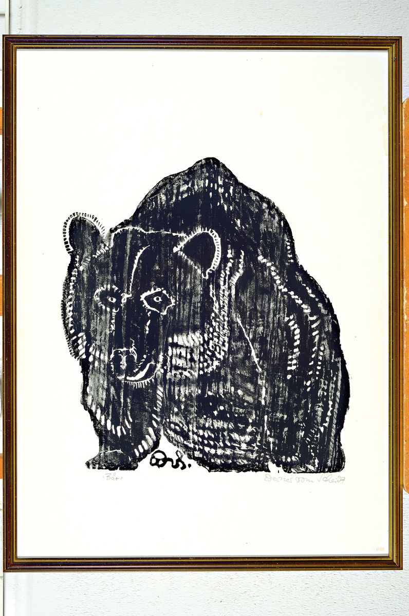 Werner vom Scheidt, 1894 Großblittersdorf-1984 Bad Bergzabern, 2 Holzschnitte, beide handsign. und betitelt, "Bär", ca. 40x37cm, u.Gl., ...