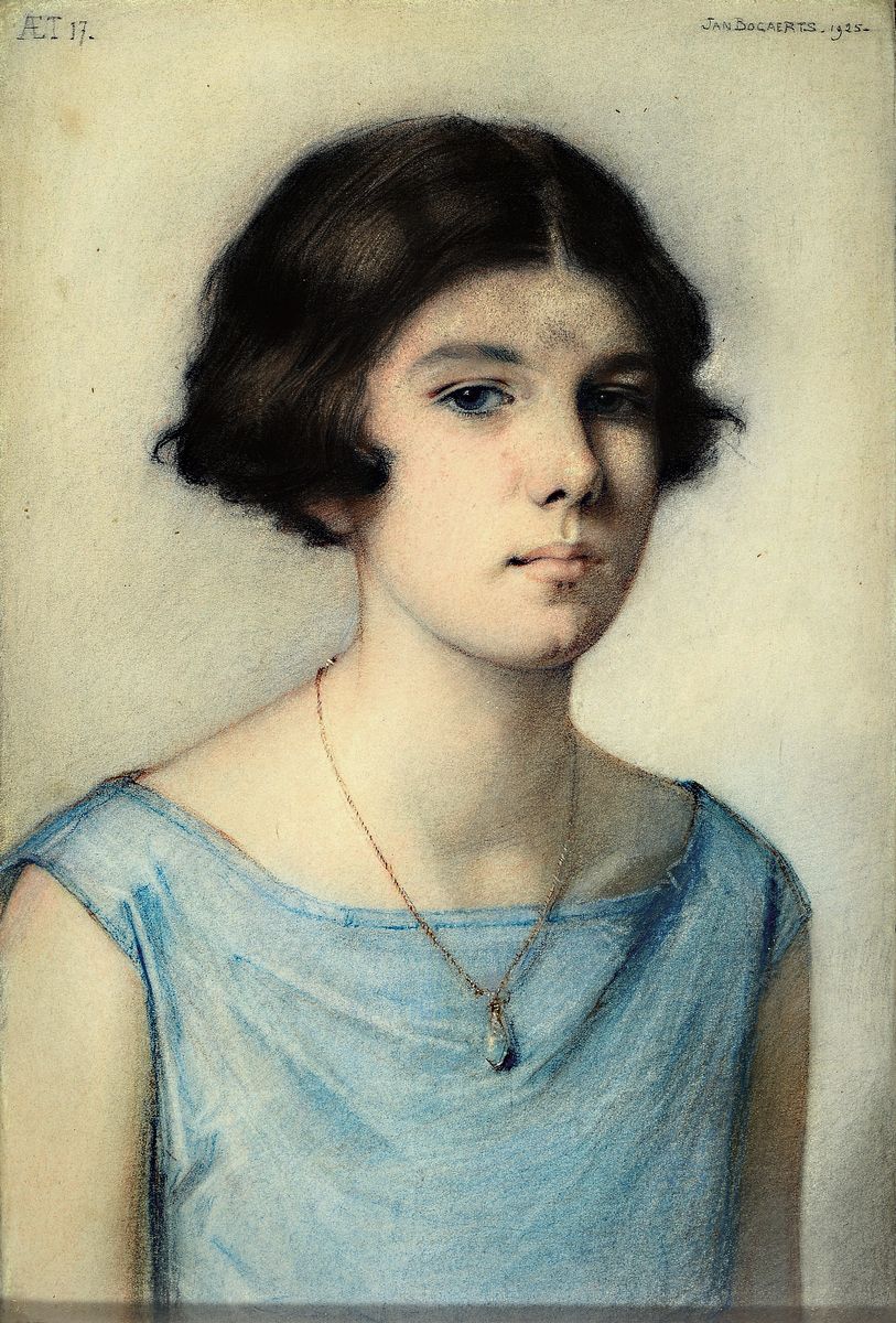 Jan Bogaerts, 1878 s'Hertogenbosch-1962 Wassenaar, Porträt einer jungen Frau, Pastell auf Papier, rechts oben signiert und dat. 1925, links ...