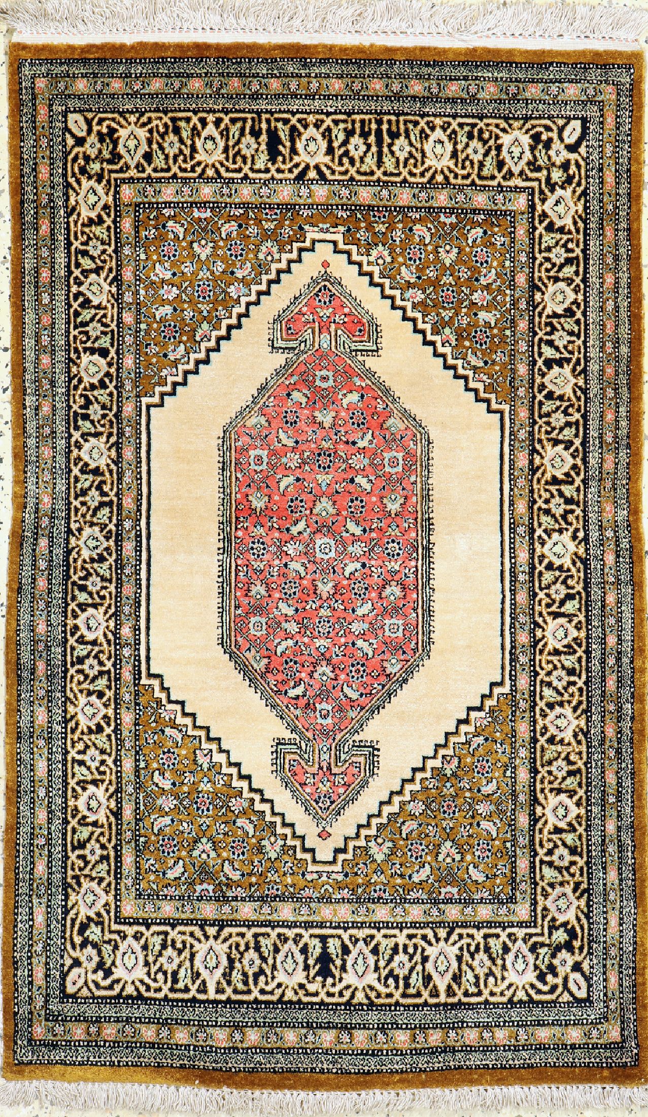 Ghom Seide, Persien, um 1960, reine Naturseide, ca. 122 x 76 cm, EHZ: 1-2