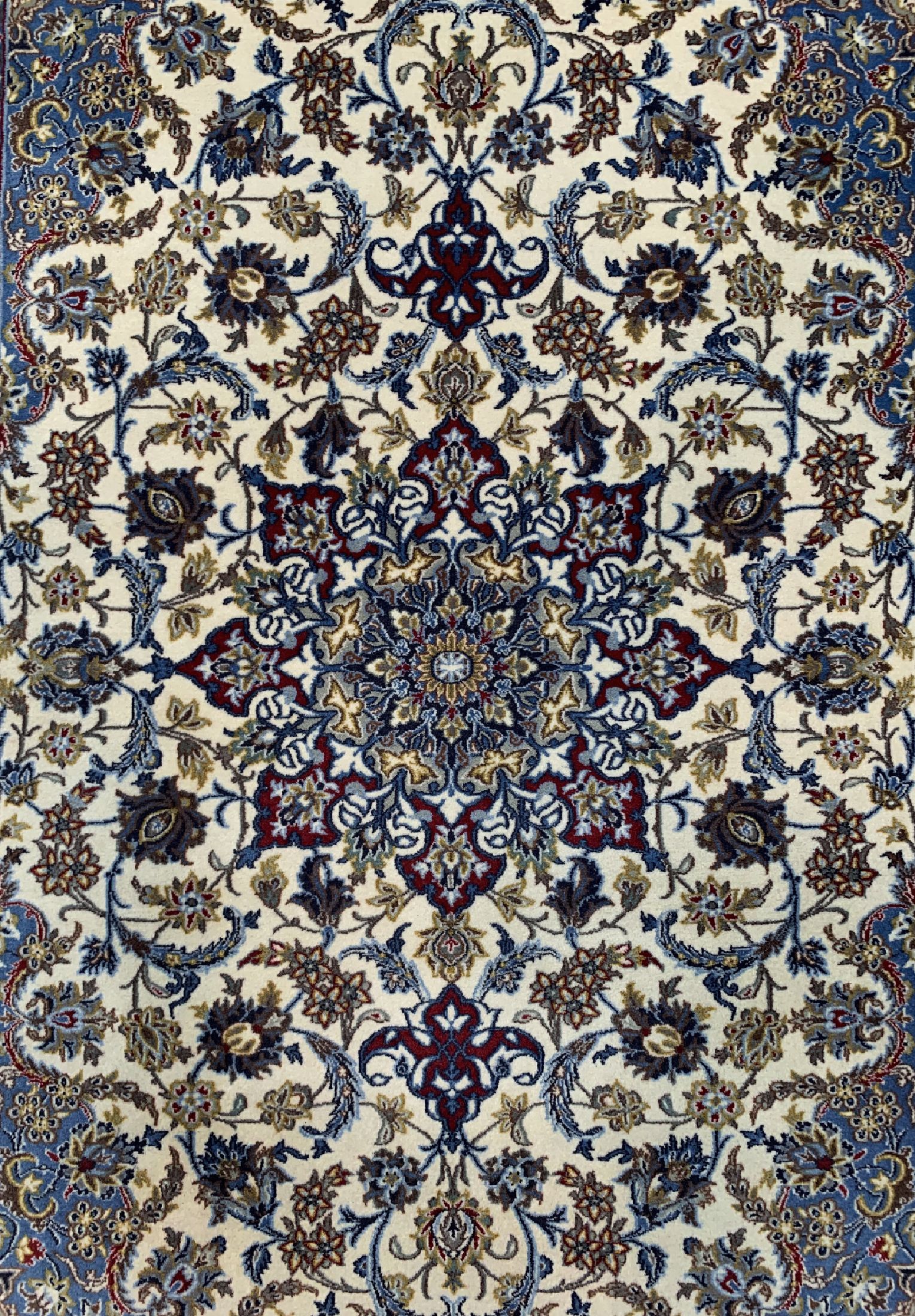 Detail c: Esfahan fein, Persien, ca. 60 Jahre, Korkwolle auf Seide, ca. 162 x 115 cm, ca. 1,0Mio. Kn/qm, EHZ: 2