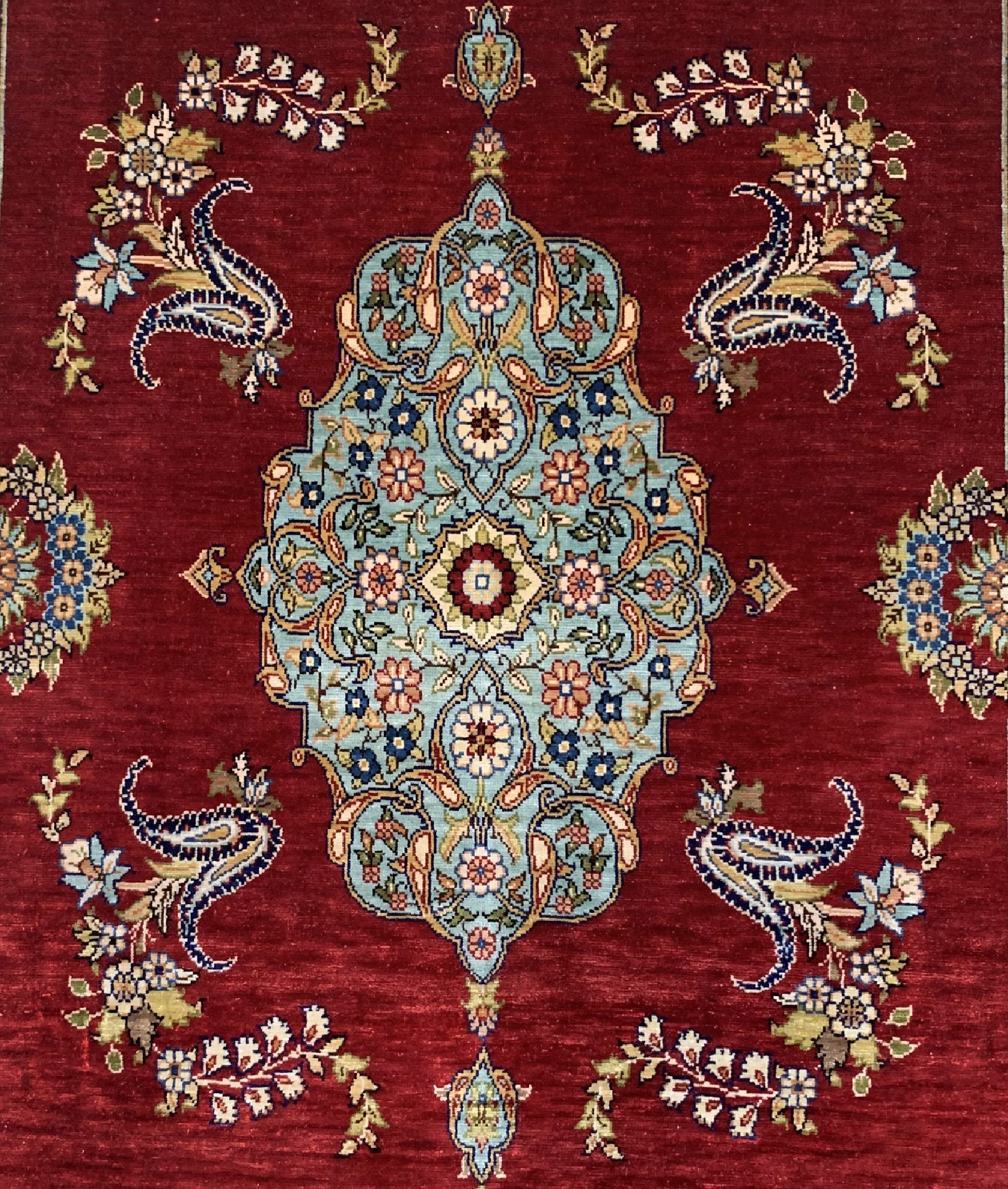 Detail c: Hereke Seide fein, signiert "Derin", Türkei, um 1960, reine Naturseide, ca. 103 x 67 cm, ca. 1,0 Mio. Kn/qm, EHZ: 1-2