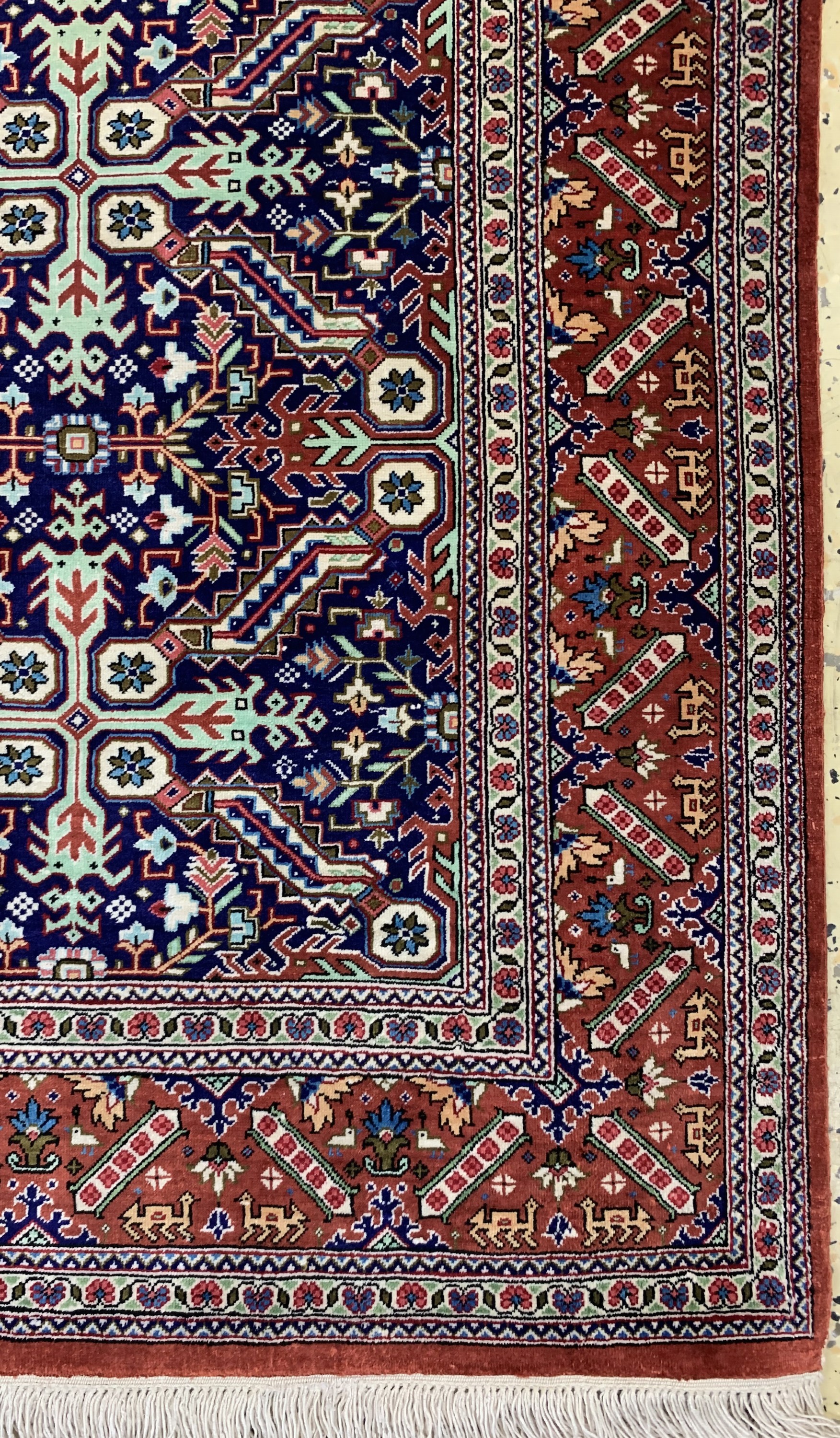 Detail a: Ghom Seide fein, Persien, Ende 20.Jhd, reine Naturseide, ca. 100 x 97 cm, EHZ: 1-2