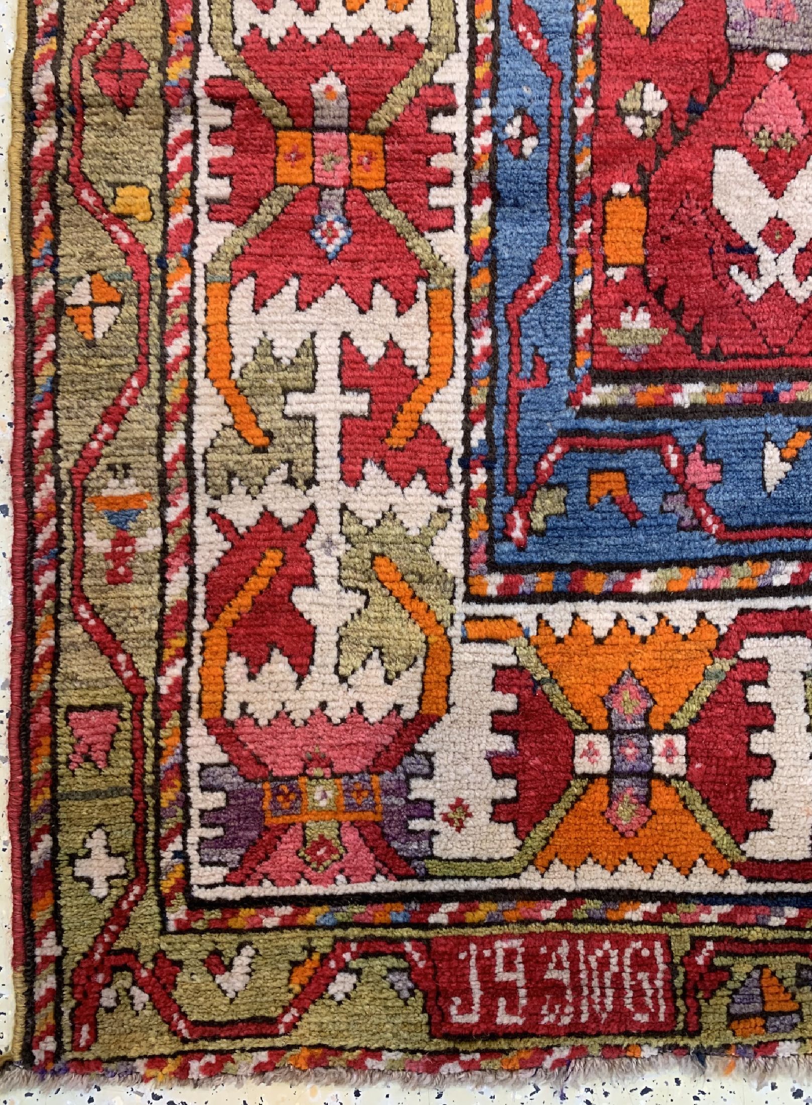 Detail c: Armenischer Kazak, Kaukasus, datiert 1901, Wolle auf Wolle, ca. 278 x 133 cm, EHZ: 2
