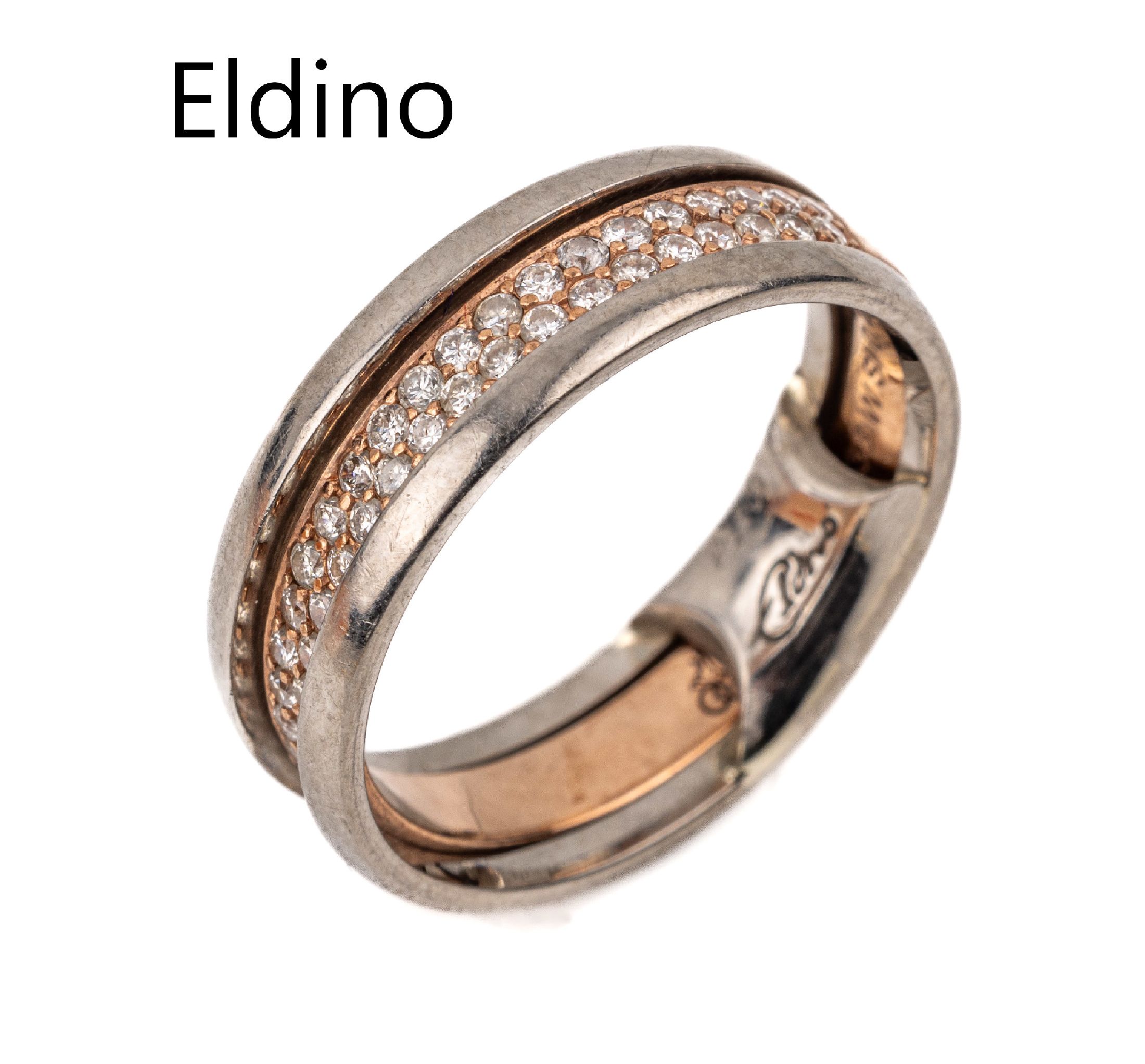 8 kt Gold mit Diamanten, RG 333/000 und Palladium 500, RG Ring besetzt mit 42 Diamanten zus. ca. 0.42 ct Weiß/si grav., Aussenring Pd 500, RW 56, ...