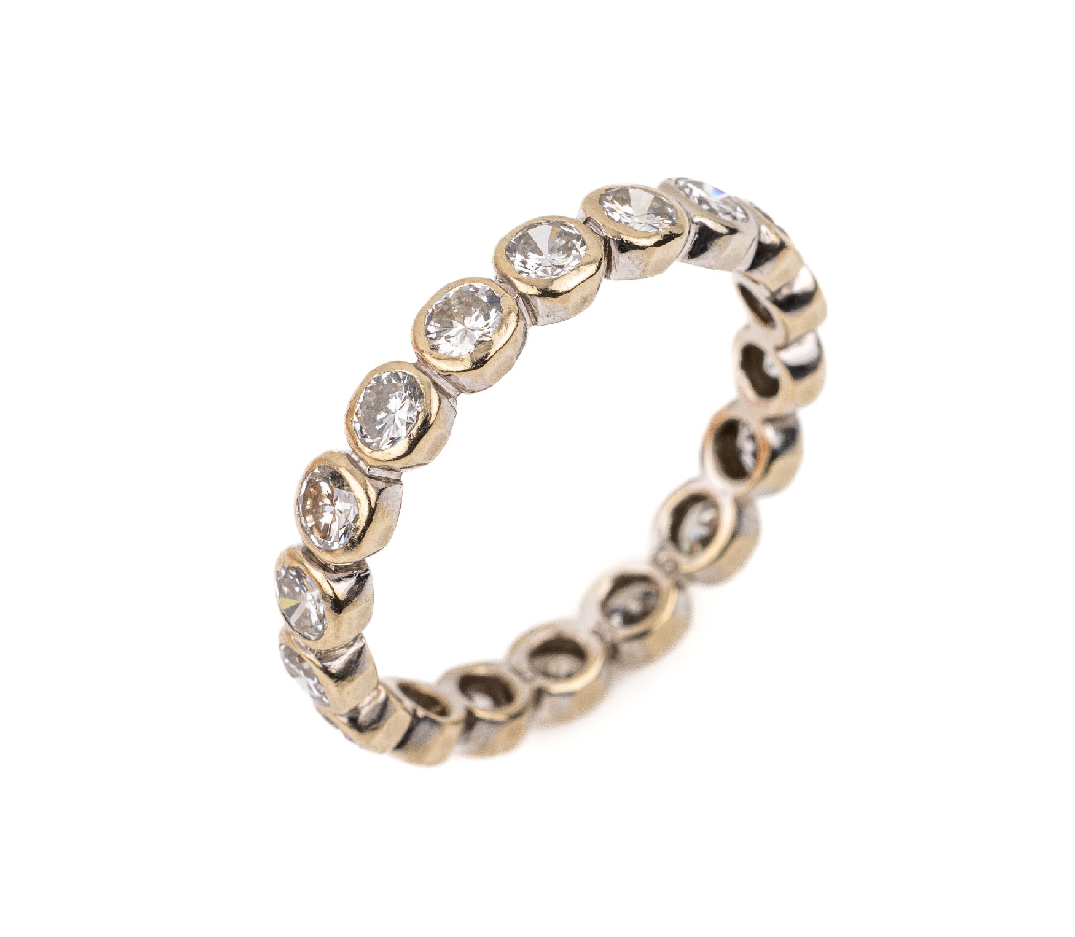 14 kt Gold Memory Brillant Ring, WG 750/000, Brillanten zus. ca. 1.50 ct Weiß/si-p, RW 54, ca. 2.1 g