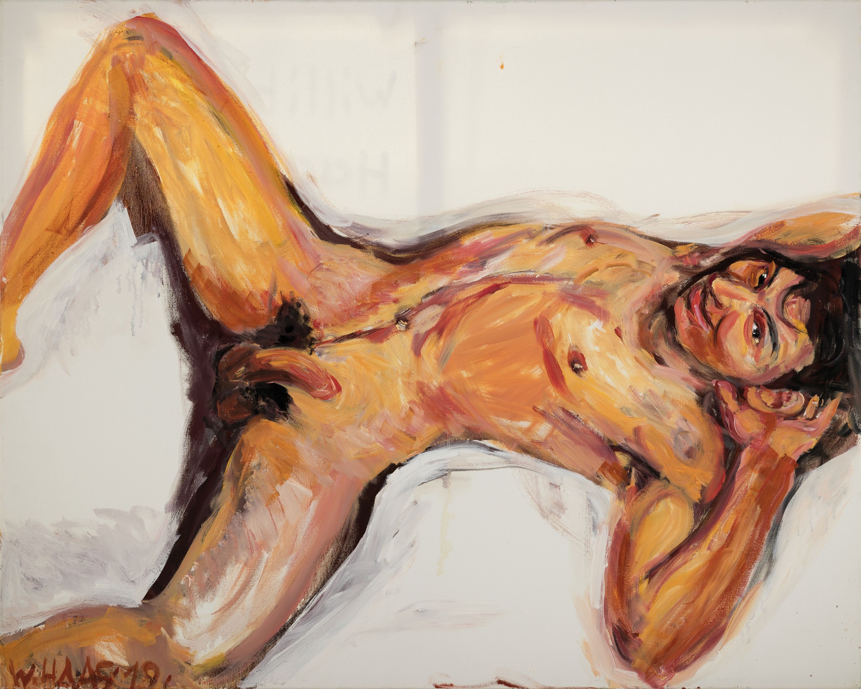 Detail k: Willibrord Haas, geb. 1936, Blickkontakt in Erwartung und Erfüllung, rückseitig so betitelt, signiert und dat. 2019, ca. 100x 80cm