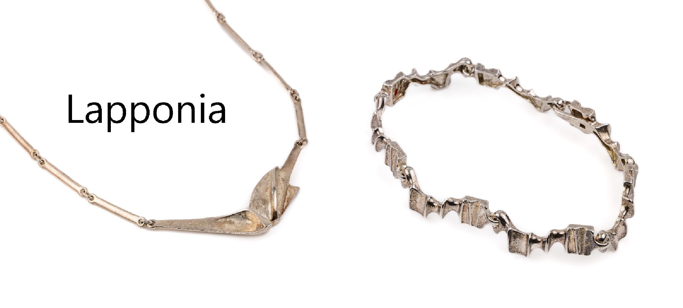 Konvolut LAPPONIA Schmuck, 925er Silber, Finnland 1980/1993, best. aus: Collier, L. ca. 38 cm, Hakenschließe, Armband, L. ca. 21 cm, verdecktes ...
