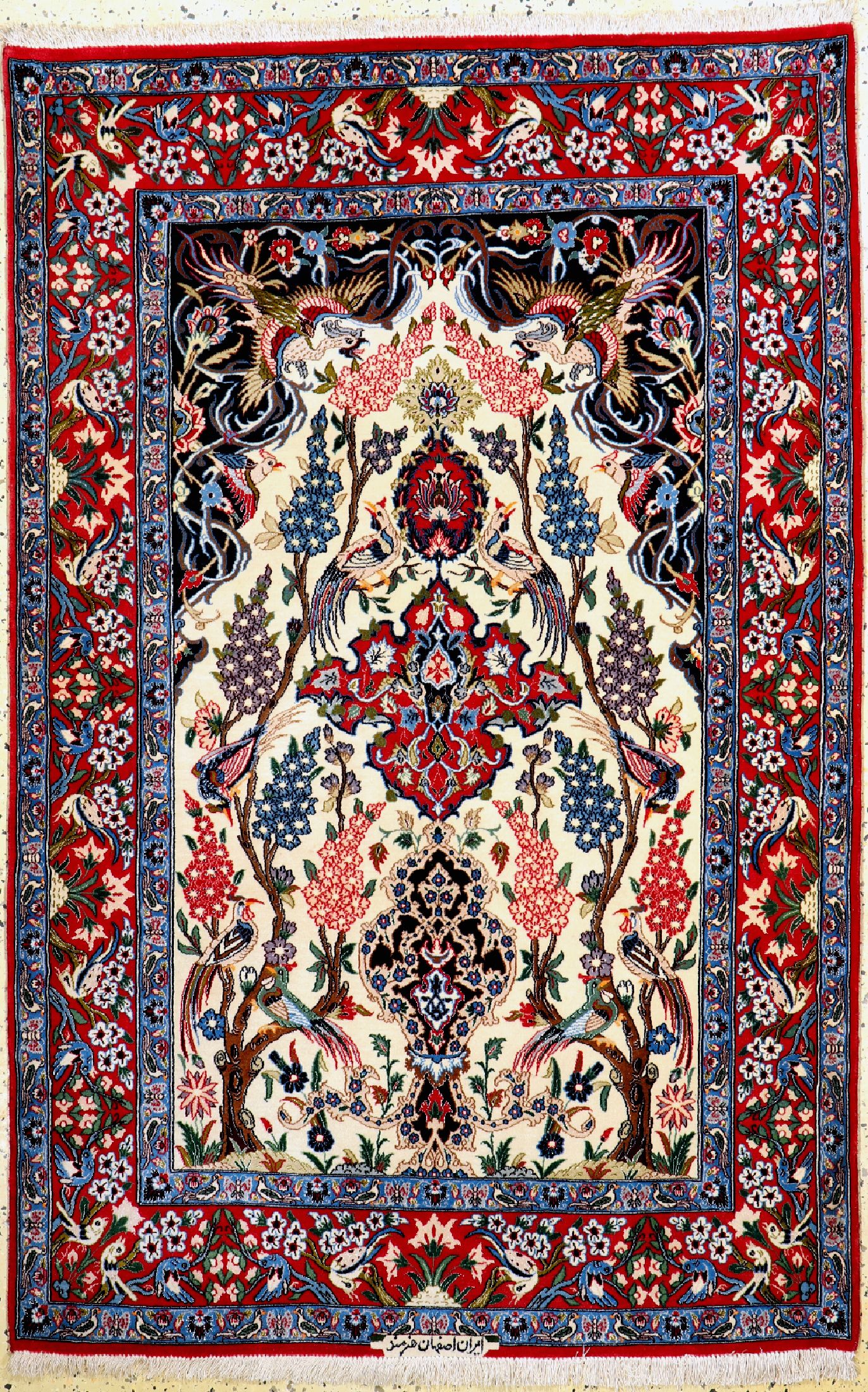 Esfahan fein Persien, signiert(Hounarmand), um 1950, Korkwolle mit und auf Seide, ca. 170 x 110 cm, ca. 1,0 Mio. Kn/qm, gereinigt, EHZ: 1-2