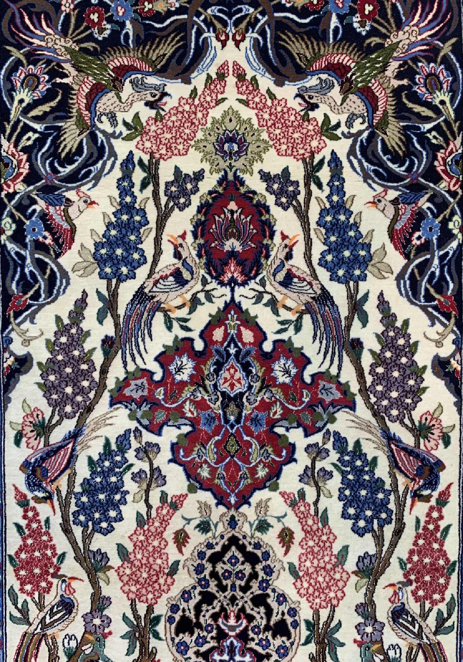 Detail c: Esfahan fein Persien, signiert(Hounarmand), um 1950, Korkwolle mit und auf Seide, ca. 170 x 110 cm, ca. 1,0 Mio. Kn/qm, gereinigt, EHZ: 1-2
