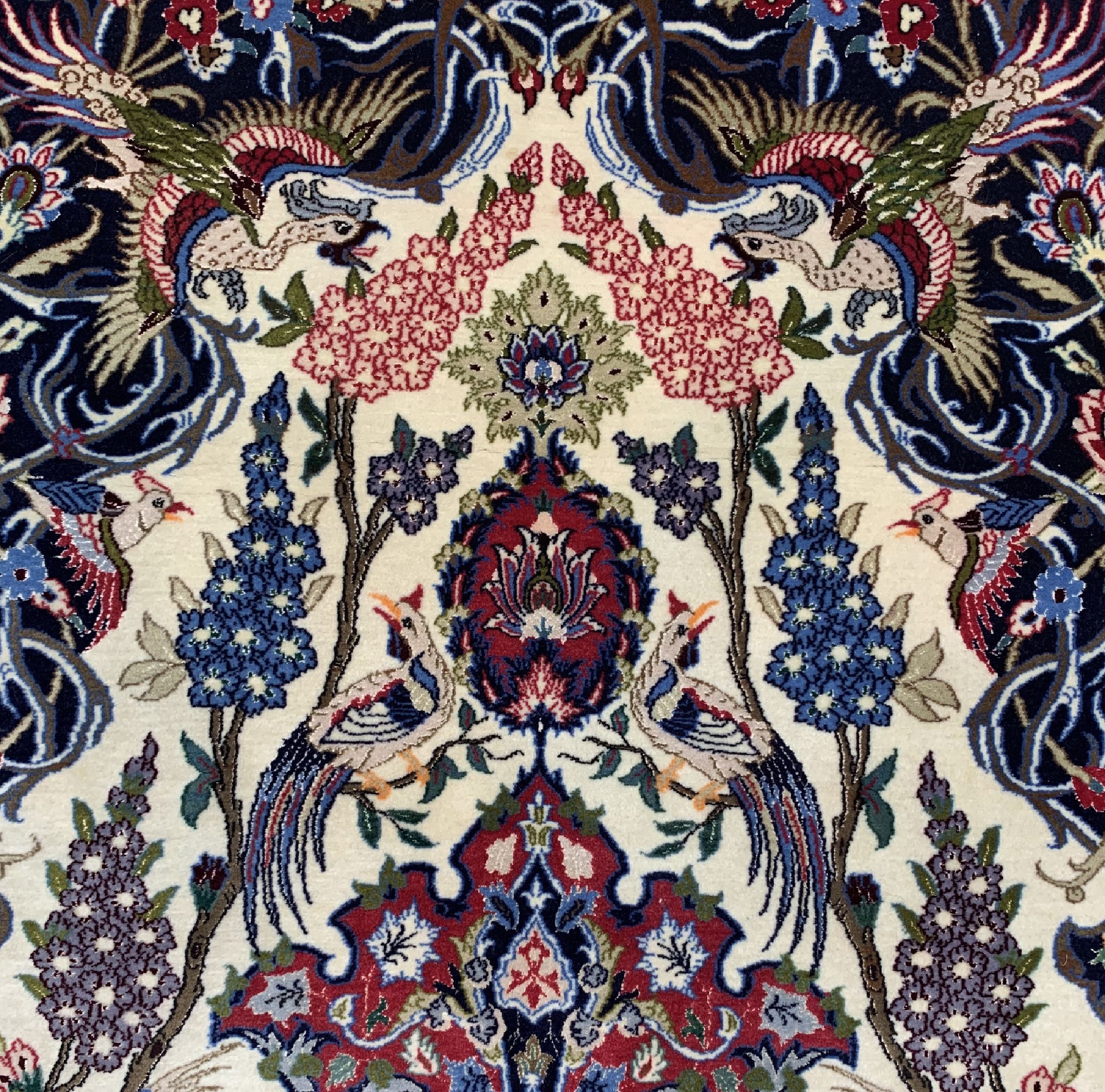 Detail d: Esfahan fein Persien, signiert(Hounarmand), um 1950, Korkwolle mit und auf Seide, ca. 170 x 110 cm, ca. 1,0 Mio. Kn/qm, gereinigt, EHZ: 1-2