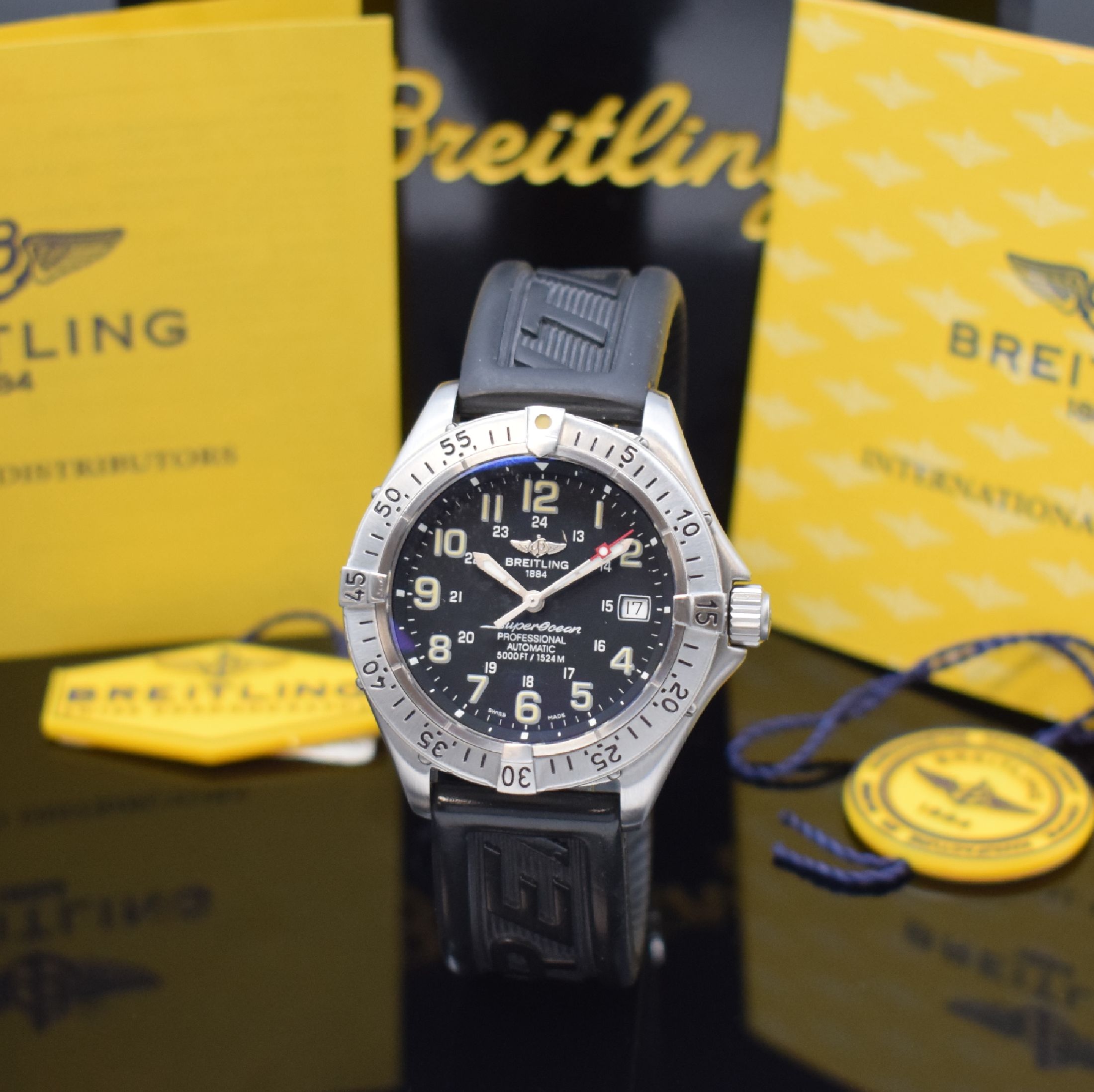 BREITLING Herrenarmbanduhr Modell Superocean Professional Referenz A17345, Automatik, Chronometer in Edelstahl inkl. orig. Kautschukband m. orig. ...