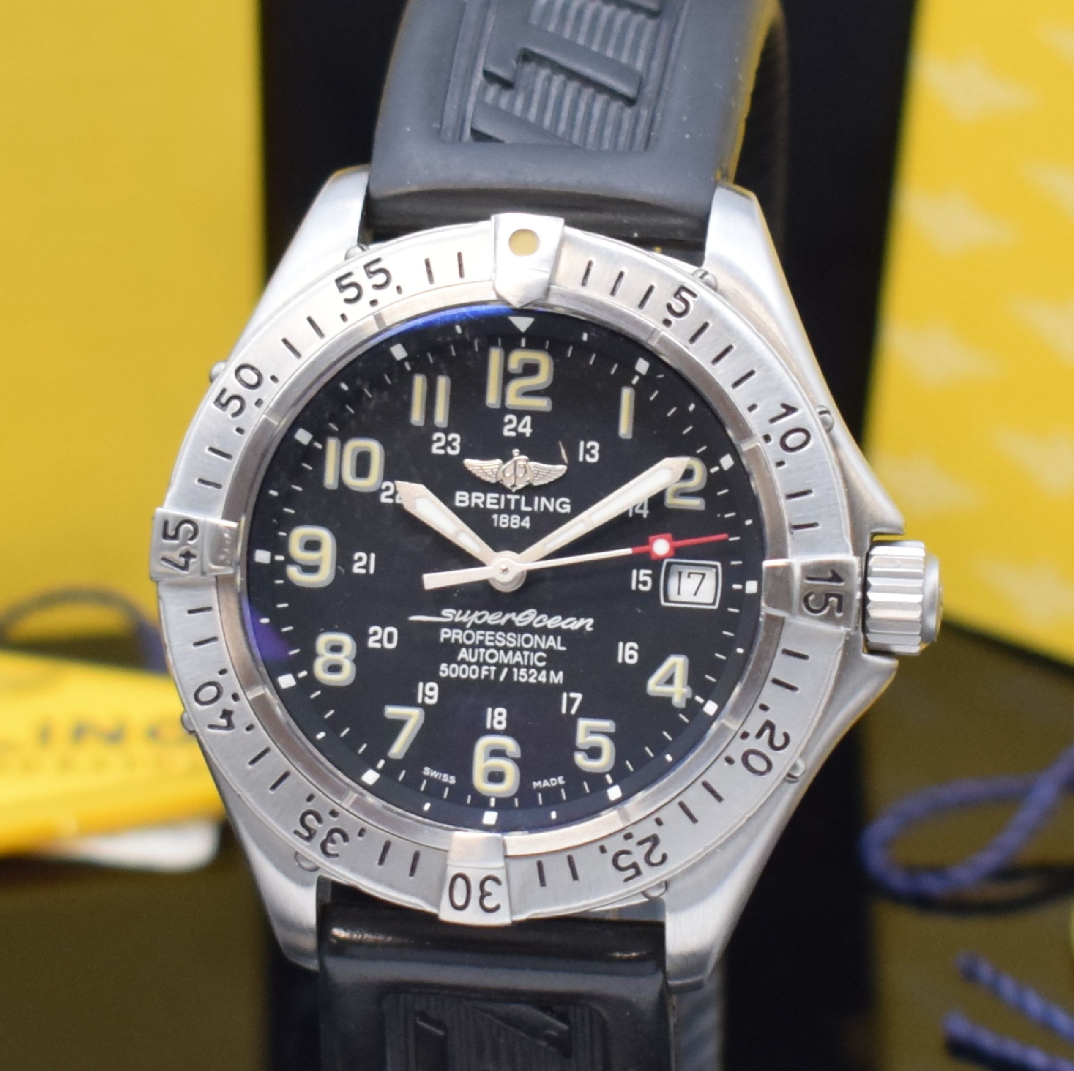 Detail a: BREITLING Herrenarmbanduhr Modell Superocean Professional Referenz A17345, Automatik, Chronometer in Edelstahl inkl. orig. Kautschukband m. orig. ...