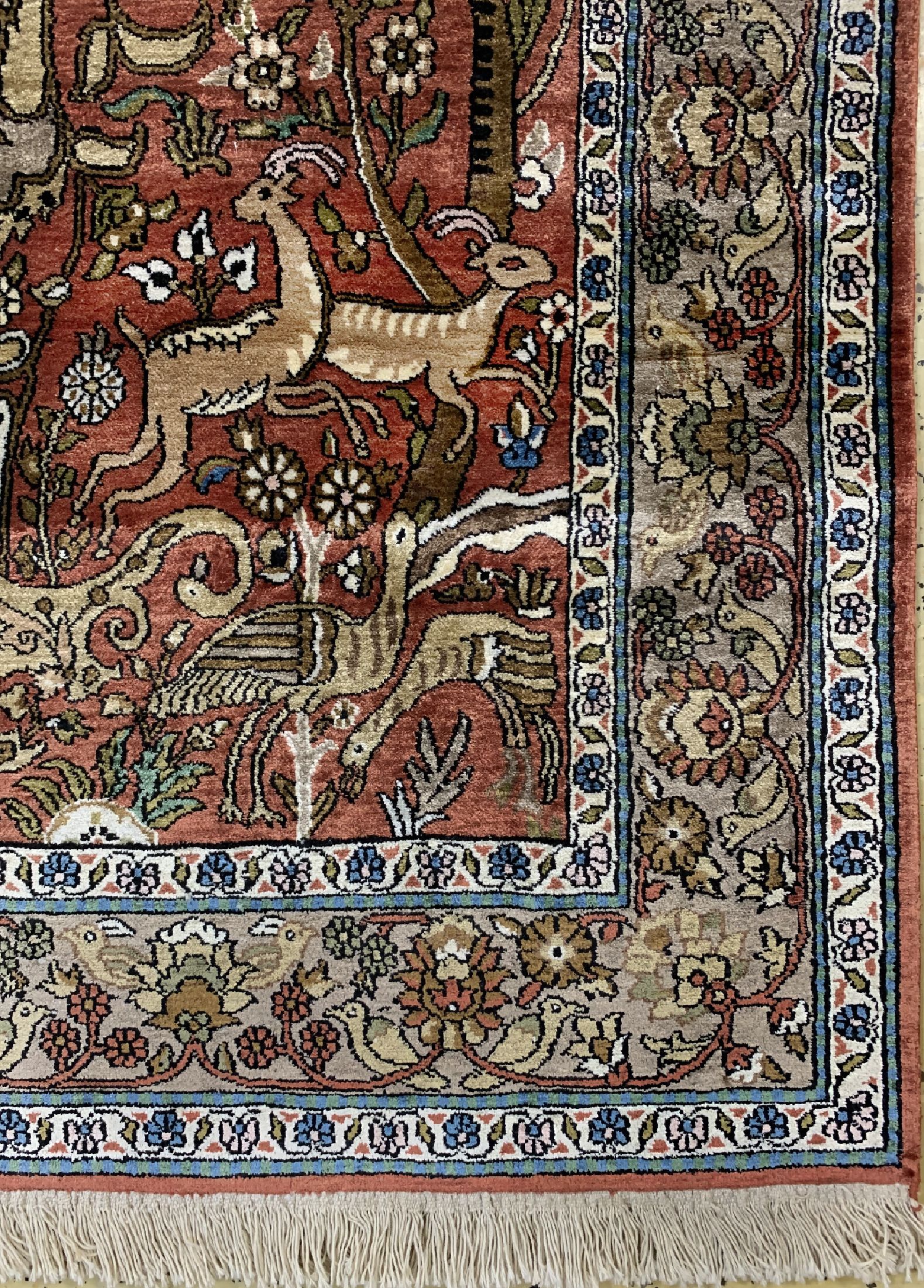 Detail a: Kaschmir Seide, Indien, ca. 40 Jahre, Seideauf Baumwolle, ca. 200 x 120 cm, EHZ: 2