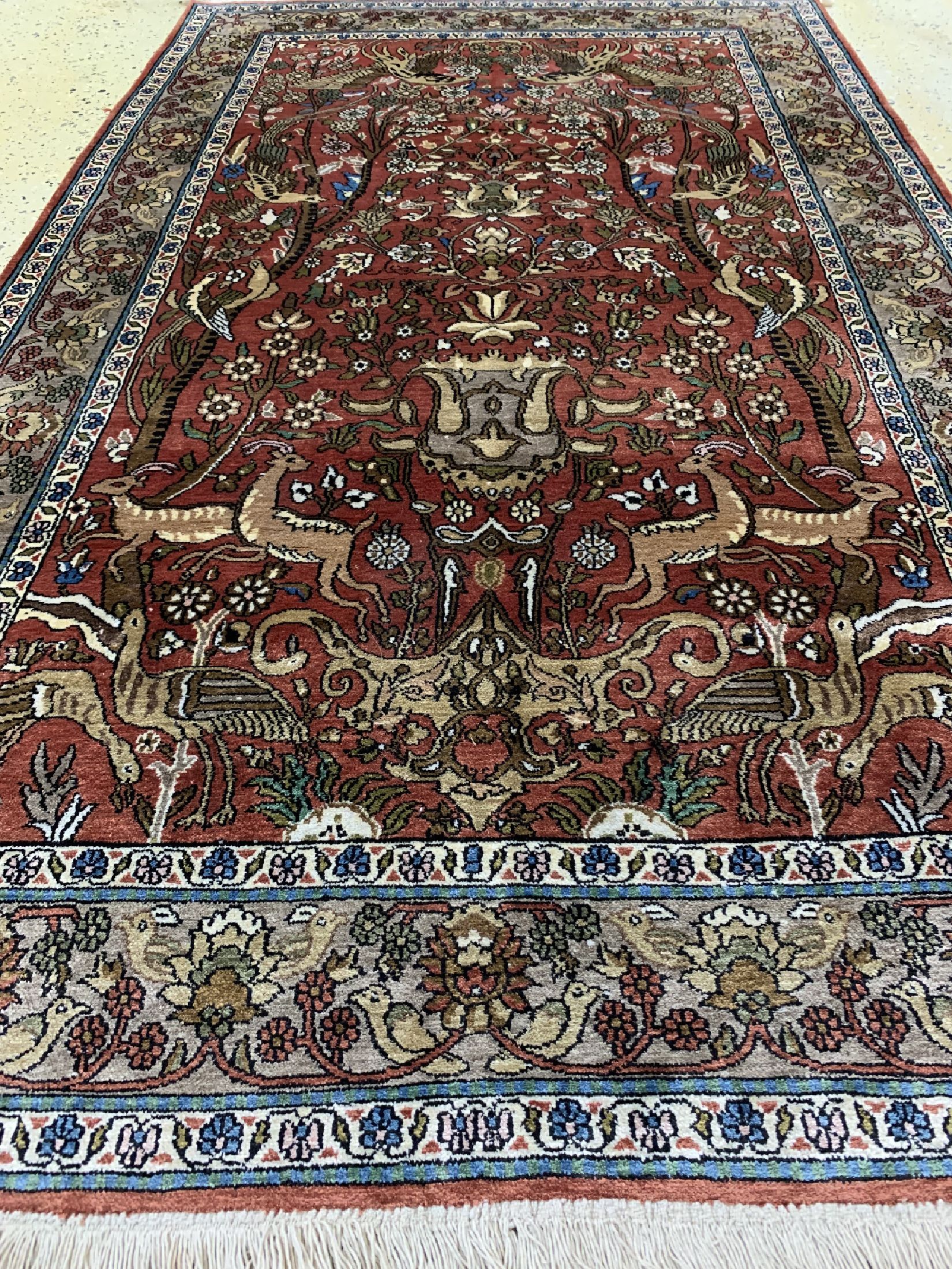 Detail d: Kaschmir Seide, Indien, ca. 40 Jahre, Seideauf Baumwolle, ca. 200 x 120 cm, EHZ: 2