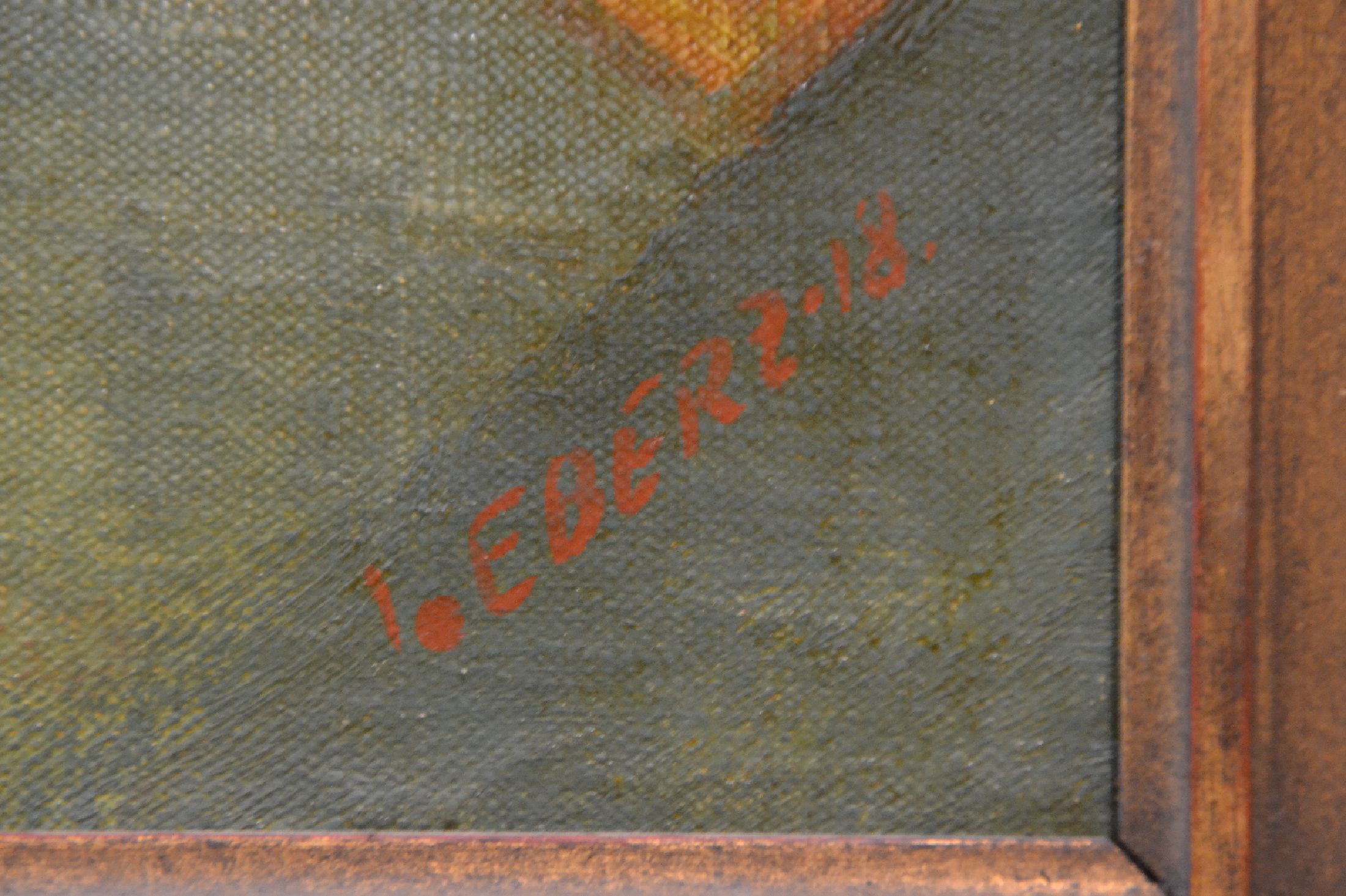 Detail b: Josef Eberz, 1880 Limburg a. d. Lahn - 1942 München, "Fuchsie im Topf", expressiver Duktus unter dünnem Farbauftrag, dunkles jedoch ...