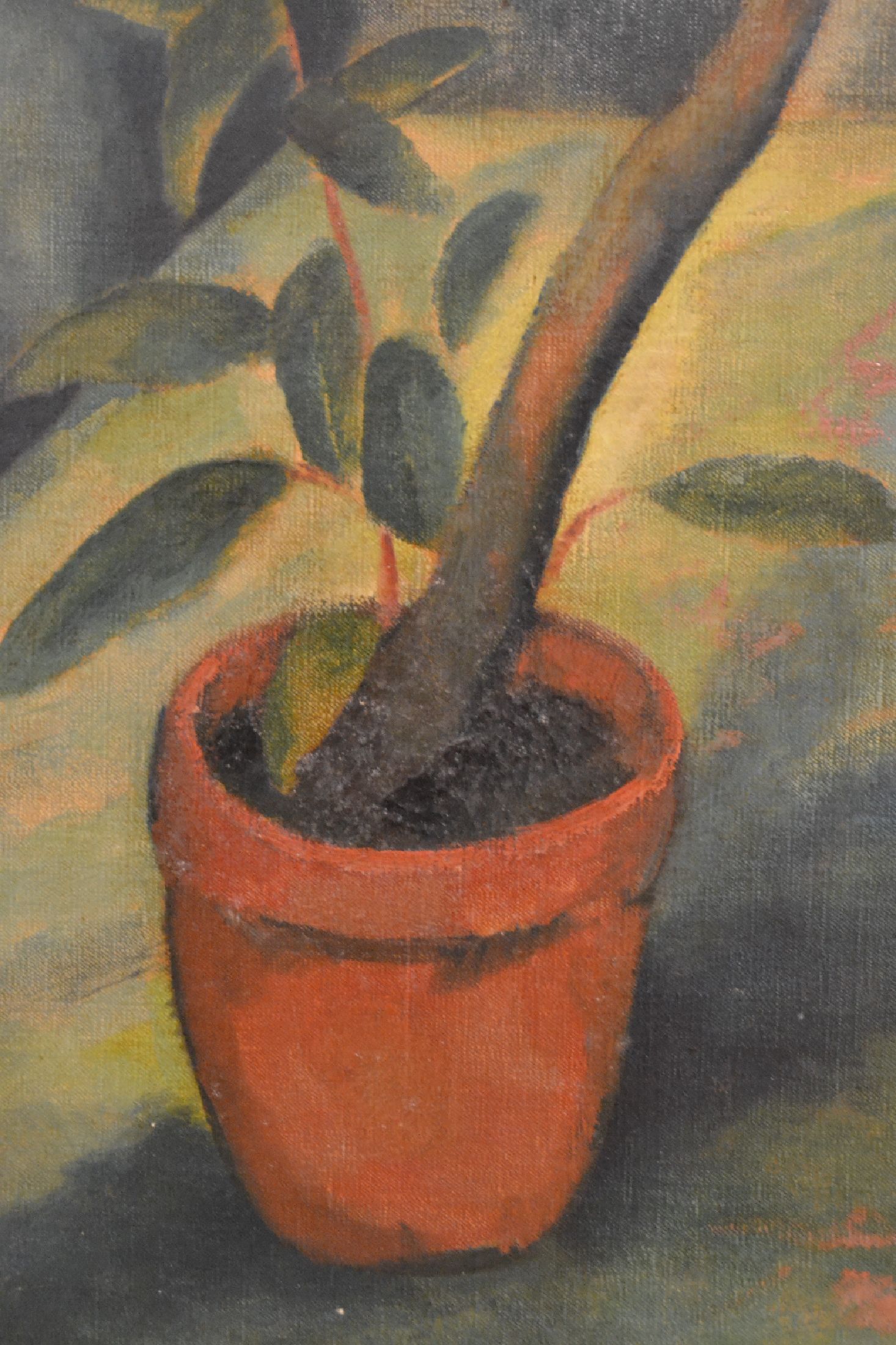 Detail c: Josef Eberz, 1880 Limburg a. d. Lahn - 1942 München, "Fuchsie im Topf", expressiver Duktus unter dünnem Farbauftrag, dunkles jedoch ...