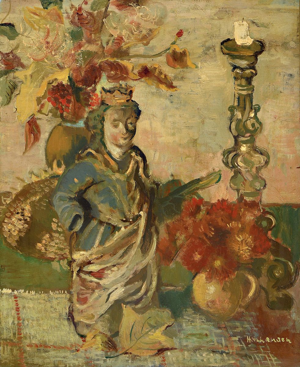 Detail a: W. Holzhausen, Künstler Mitte des 20.Jh., zwei Stillleben, a. "Herbstliches Stillleben 1946", Öl/Lwd, 59 x 46 cm/Rahmen 72 x 60 cm, b. ...