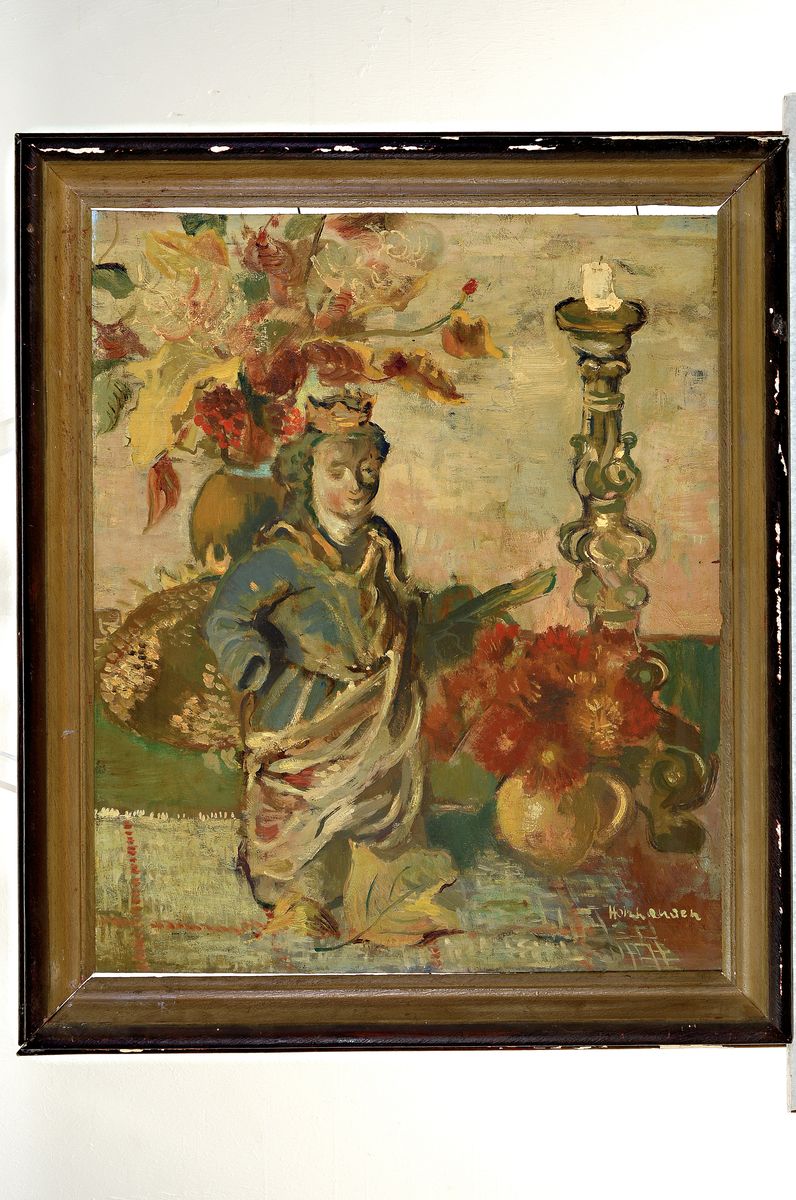 Detail l: W. Holzhausen, Künstler Mitte des 20.Jh., zwei Stillleben, a. "Herbstliches Stillleben 1946", Öl/Lwd, 59 x 46 cm/Rahmen 72 x 60 cm, b. ...