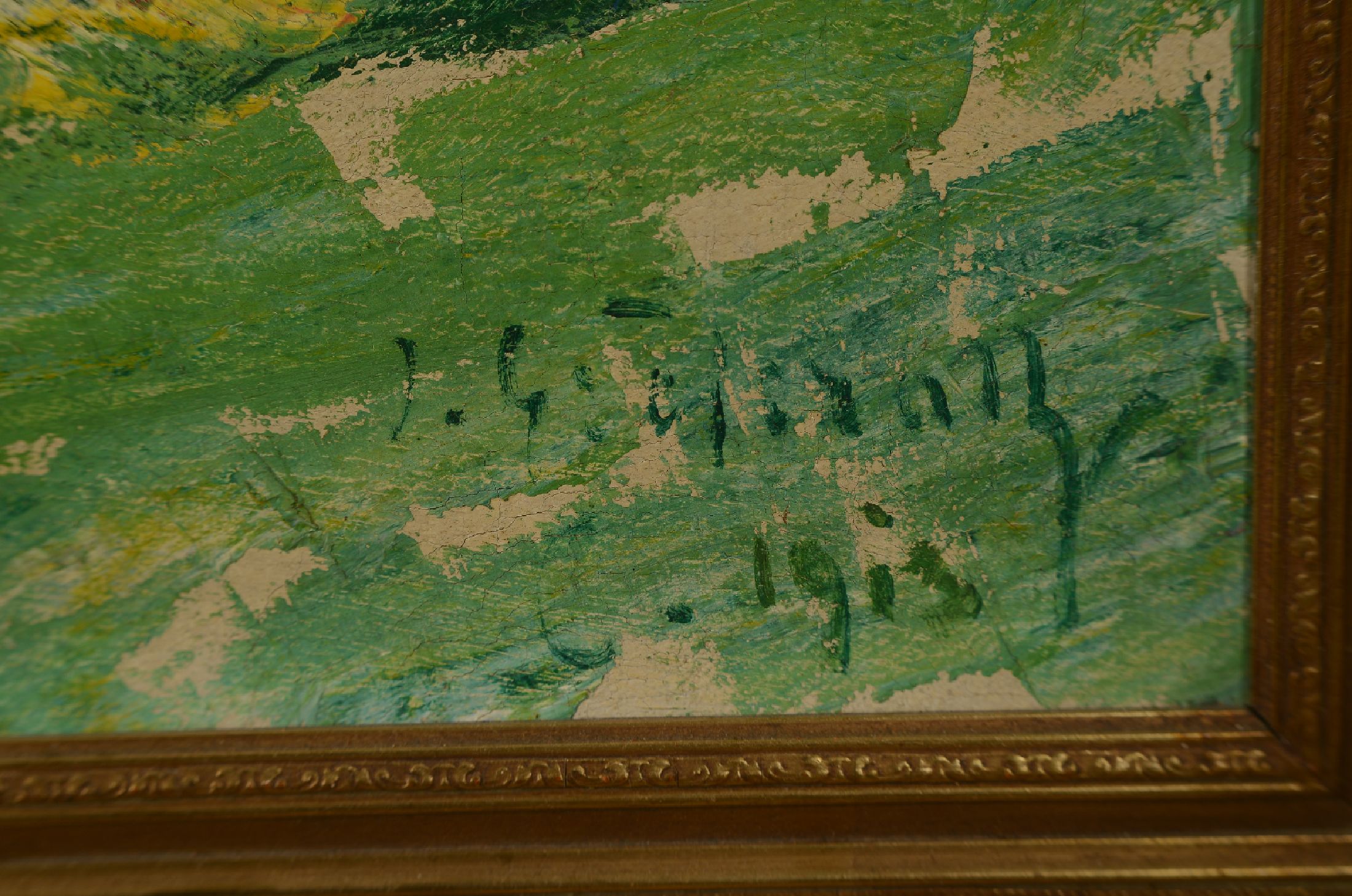 Detail a: Johannes Greferath, 1872 Schlesien-1946 Köln , Landschaft mit Bäuerin, expressiver Gestus, Öl/Lwd, rechts unten signiert und dat. 1913,ca. 95 x ...