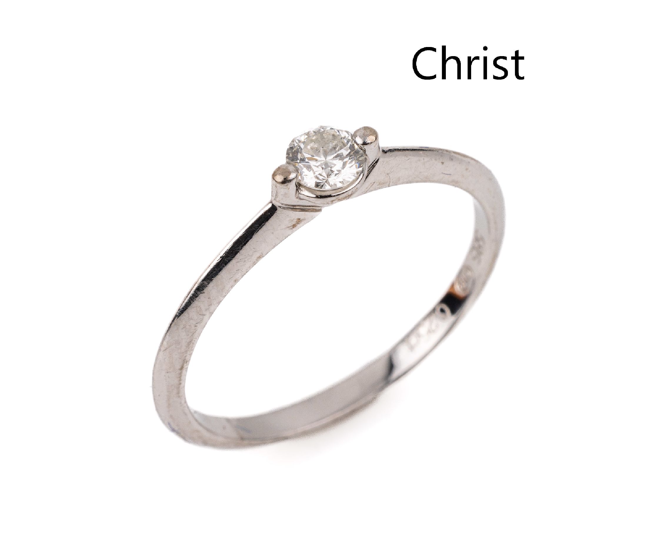 14 kt Gold CHRIST Brillant-Ring, WG 585/000, Brillant ca. 0.25 ct Weiß/si, RW 57, sign., total ca. 2.2 g