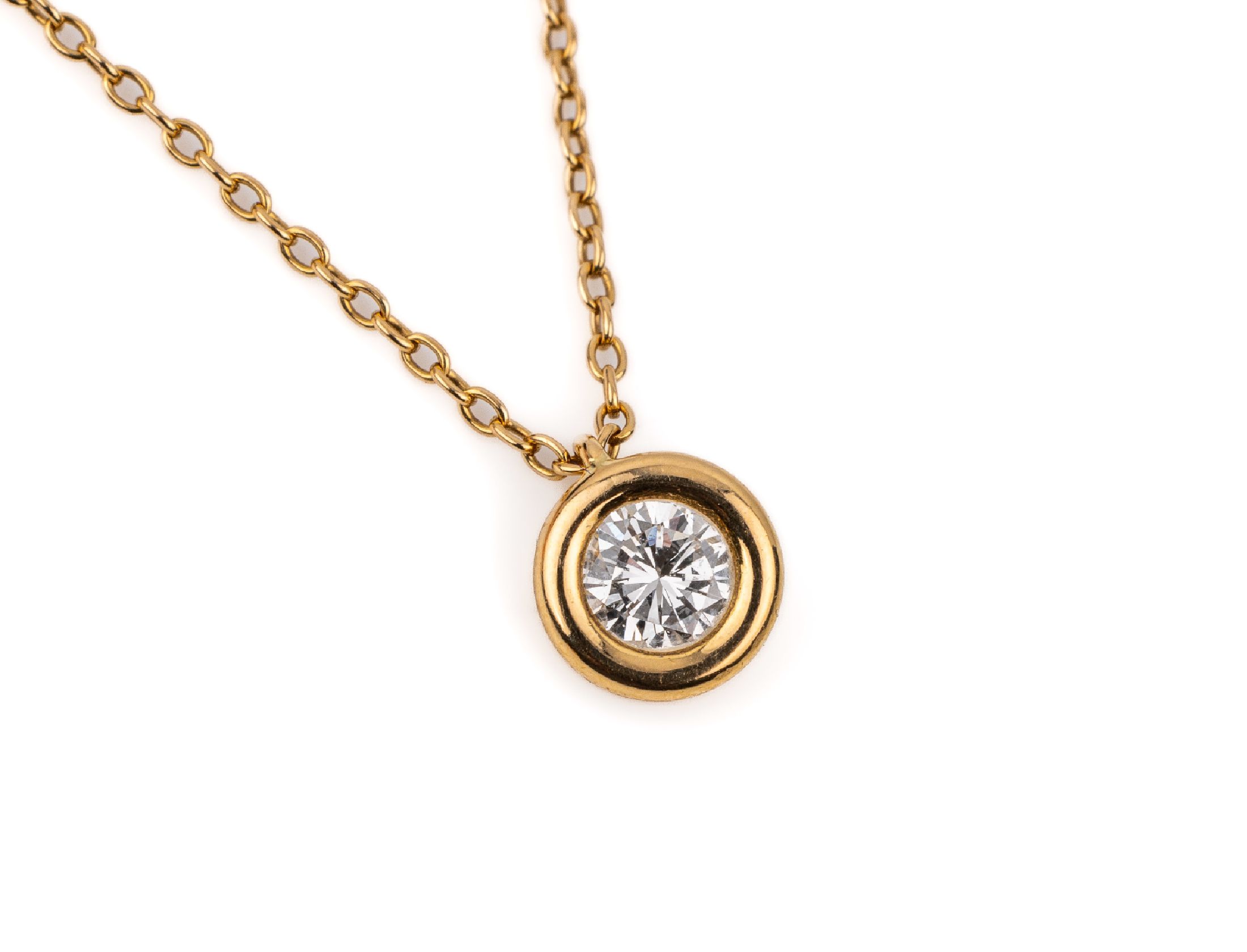 14 kt Gold Brillant-Collier, GG 585/000, Brillant ca. 0.30 ct Weiß/lr-vs, L. ca. 42 cm, total ca. 1.9 g, Hakenschließe