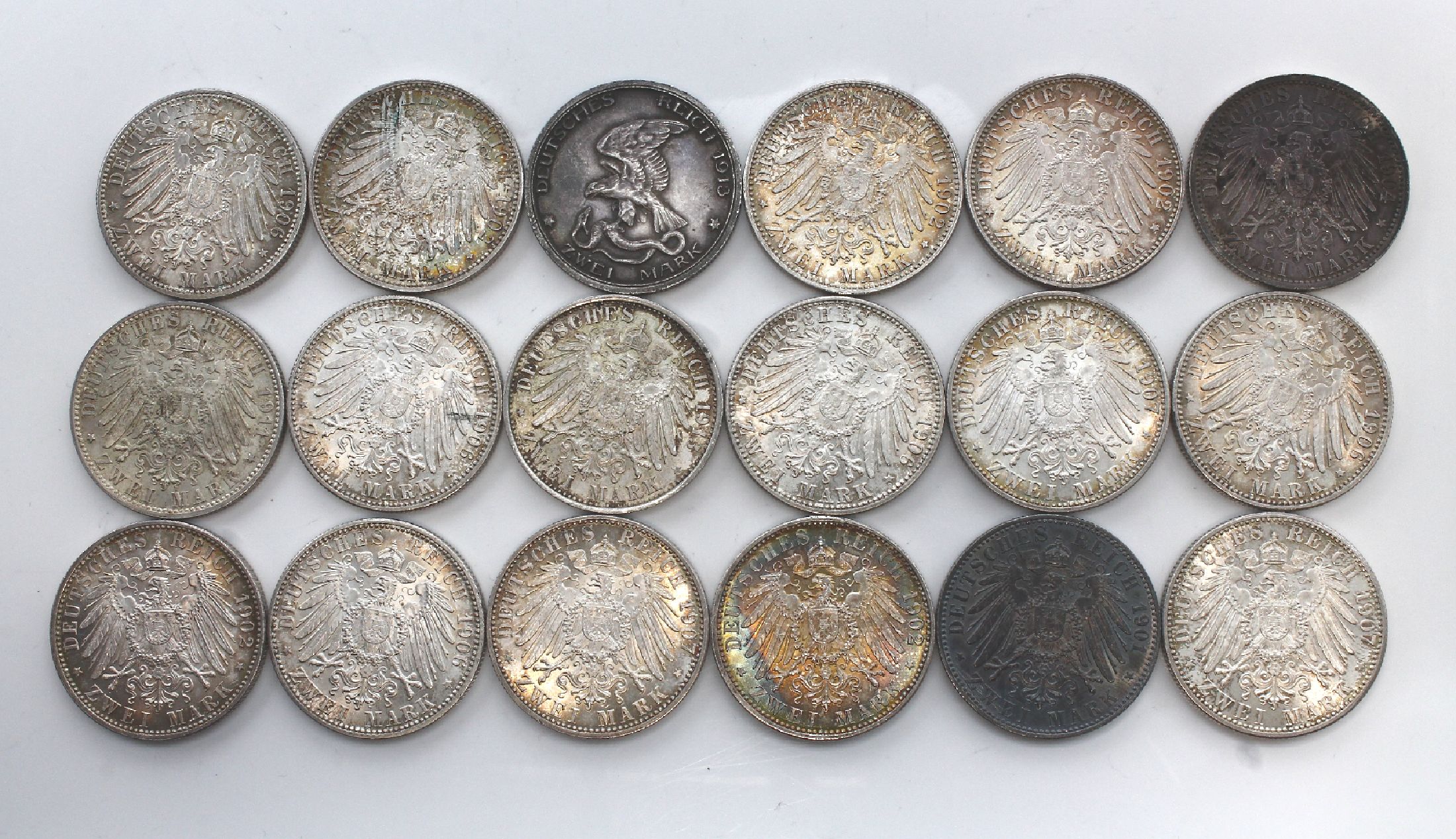 Detail c: Konvolut 27 Silbermünzen: Bayern: Prinzregent 1921-1911, 2 Mark und 5 Mark; Baden 2 Mark 1906, 5 x Luise von Baden, 5 x 2 Mark Großherzog von Baden ...