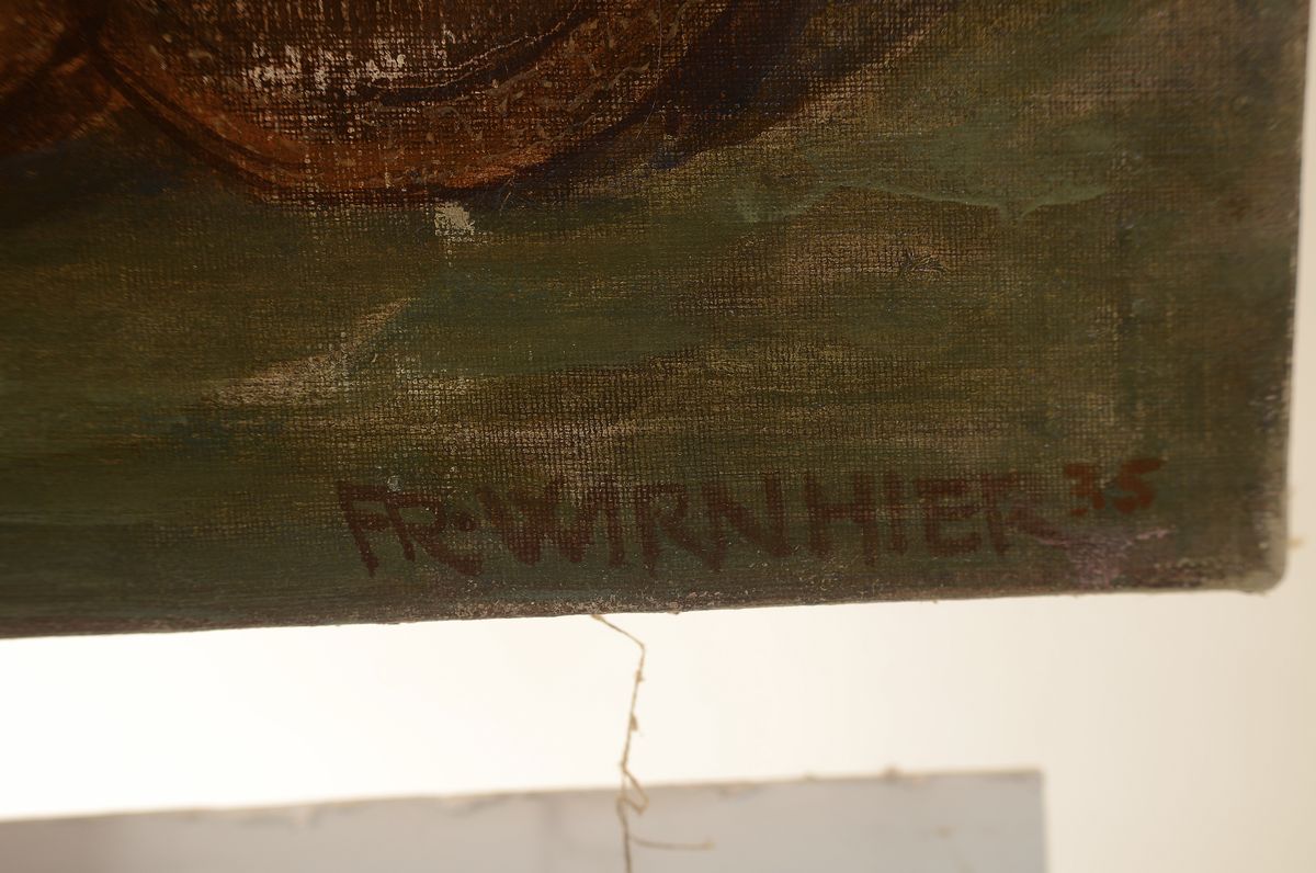 Detail a: Friedrich Wirnhier, 1868-1952 München, der auferstandene Christus begegnet den drei Frauen, im Hintergrund der Kreuzigungshügel, Öl/Lwd, rechts ...