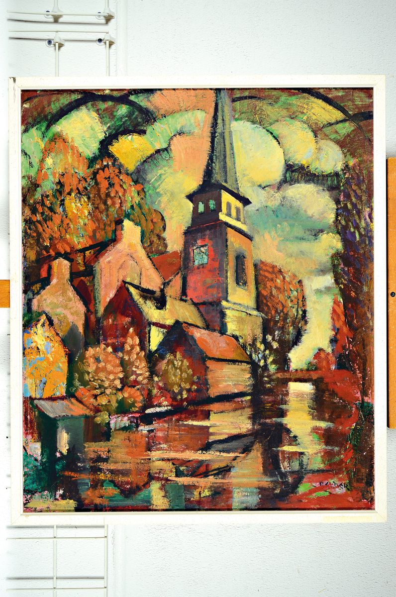 Hendrik Belder-Rienk, 1910-1986, Nazomer Broek in Waterland, rückseitig so betitelt, Öl/Lwd, rechts unten sign., ca. 78x65cm, R. ca. 81x68cm