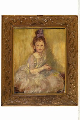 26701211k - A. Malszahn, around 1900, portrait of a girl, oil/cardboard, signed, 36.5 x 28.5 cm, Art Nouveau frame approx. 46 x 38 cm, slight repaired
