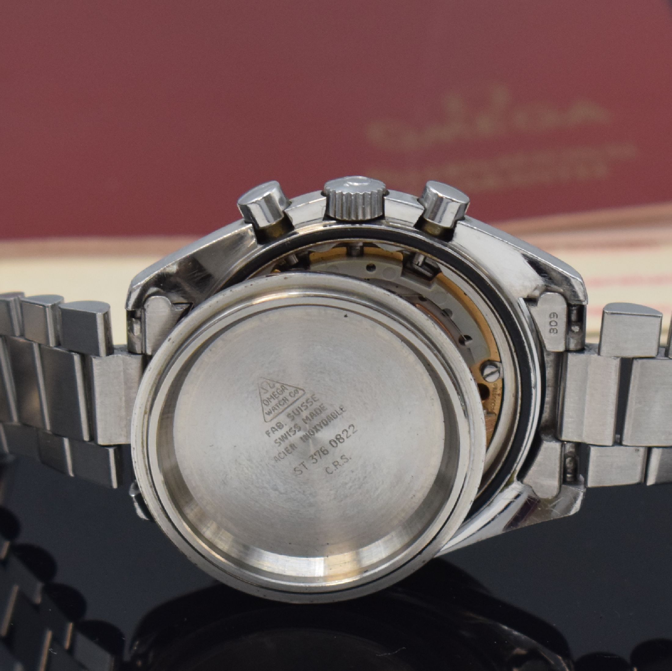 Detail g: OMEGA extrem seltener Armbandchronograph Speedmaster sog. Holy Grail Referenz ST 376.0822, Automatik, in einer Kleinstserie von ca. 1000 Stück ...