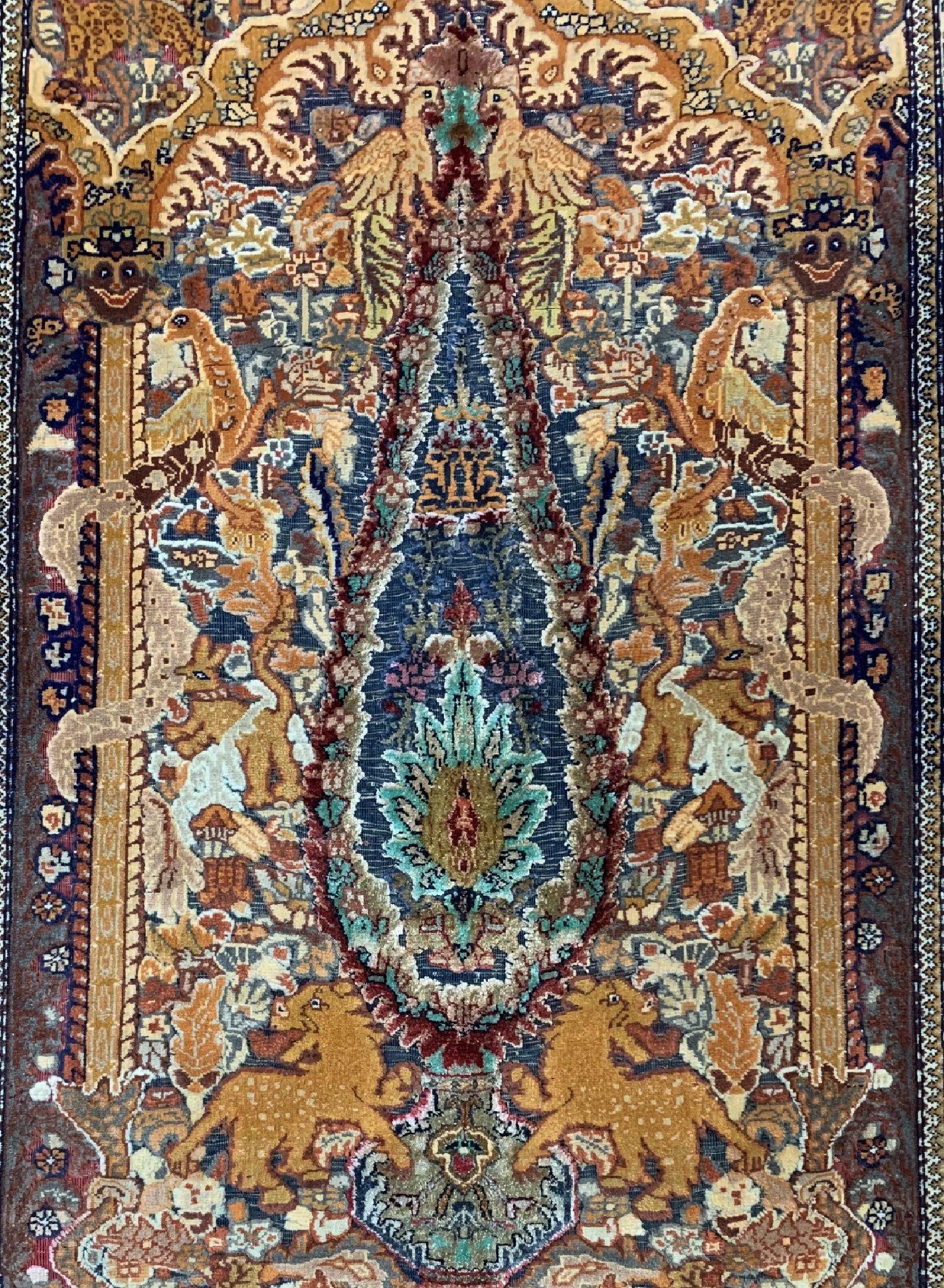 Detail c: Mauri fein(relief), Türkei, um 1960, Korkwolle mit Seide, ca. 190 x 120 cm, EHZ: 1-2