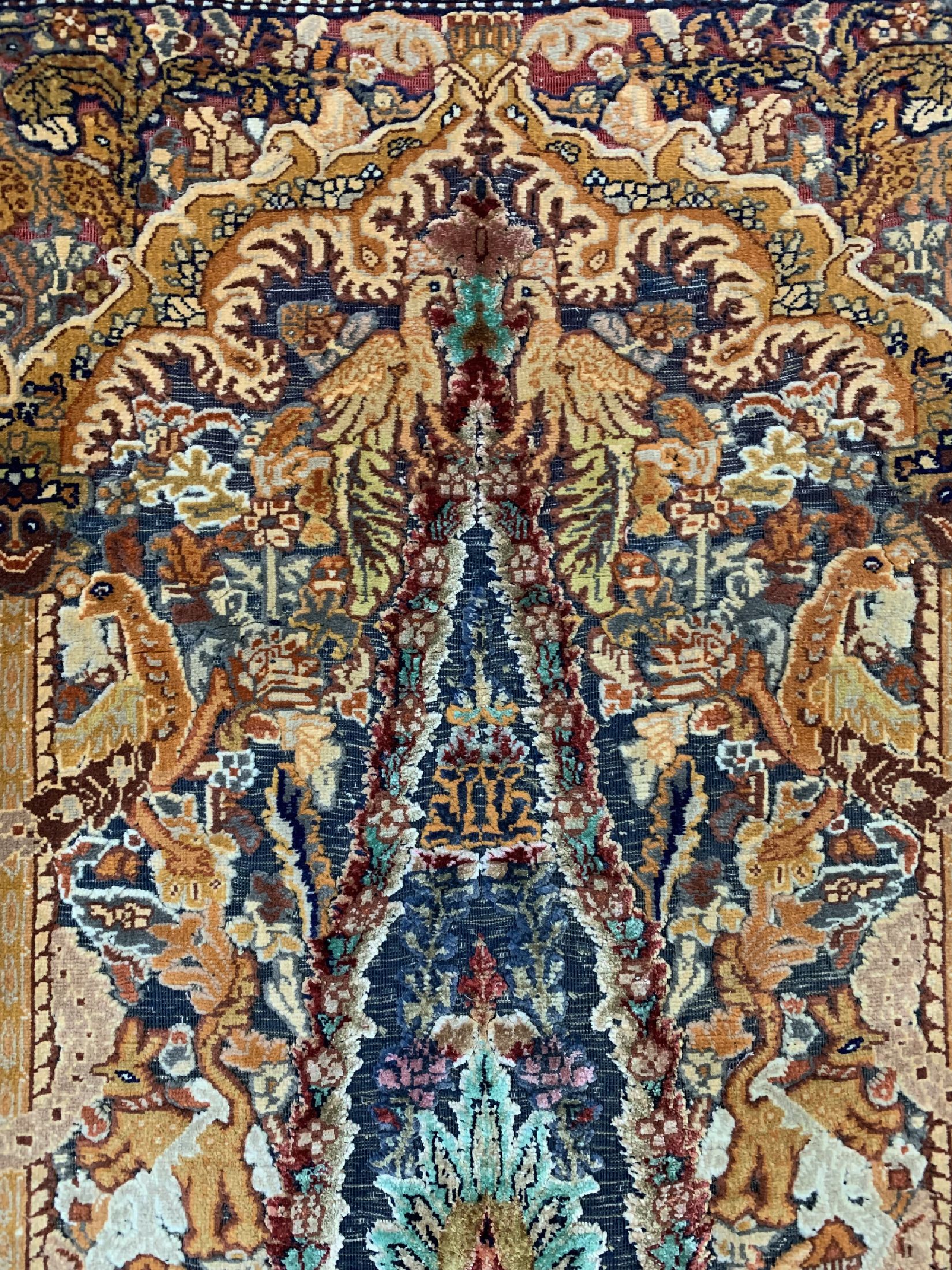 Detail d: Mauri fein(relief), Türkei, um 1960, Korkwolle mit Seide, ca. 190 x 120 cm, EHZ: 1-2