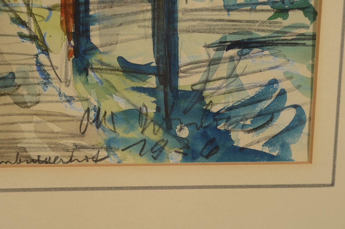 Detail a: Otto Ditscher, 1903-1987 Neuhofen, Die Speyerer Straße in Limburgerhof, Aquarell über Bleistift auf Papier, 2 mal signiert und dat. 1926, am ...
