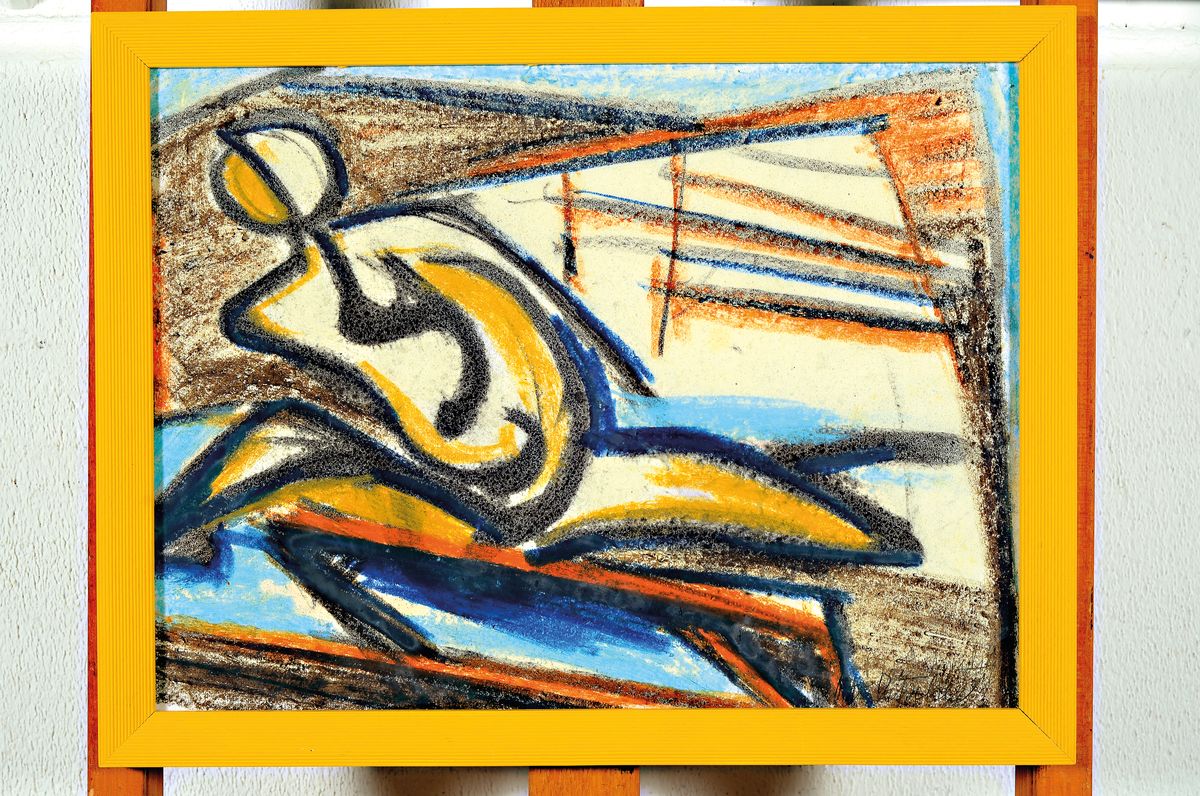 Otto Ditscher, 1903 Neuhofen-1987, Aquarell und Farbkreide auf Papier, liegender Akt, rechts unten signiert, unter Glas gerahmt, 34x44 cm; Studium an ...
