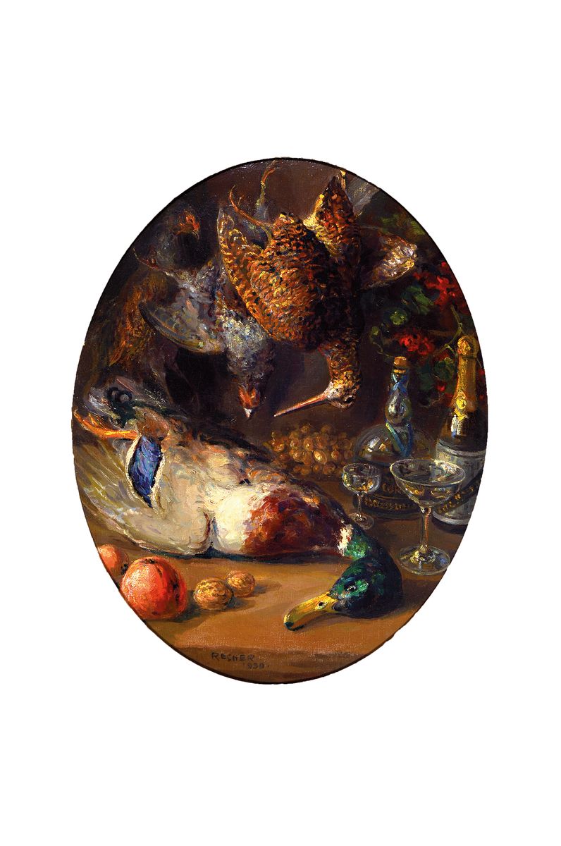 Detail c: Peter Emil Recher, 1879-1948 Heilbronn, zwei Pendants mit Jagdstillleben, erlegte Enten und Fasane, ÖL/Lwd, beide signiert und dat. 1929 bzw. 1930, ...