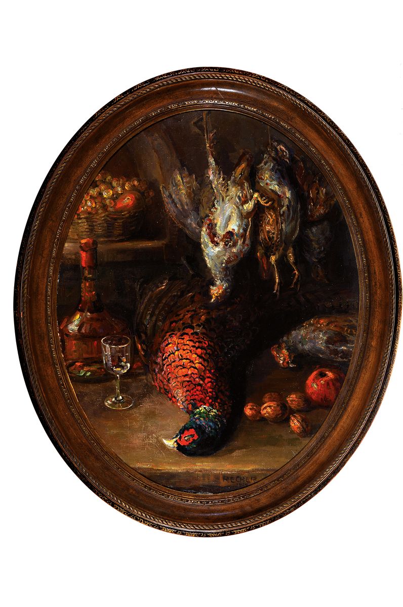 Detail k: Peter Emil Recher, 1879-1948 Heilbronn, zwei Pendants mit Jagdstillleben, erlegte Enten und Fasane, ÖL/Lwd, beide signiert und dat. 1929 bzw. 1930, ...