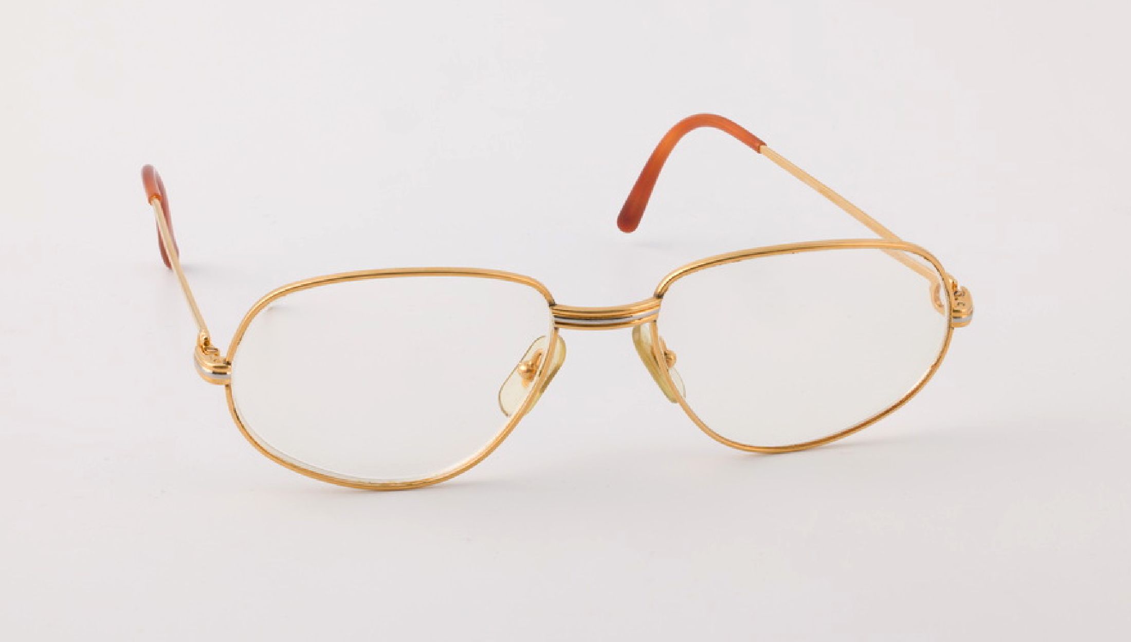 CARTIER Brille, Metall verg., Frankreich 1986, 56-18-135, sign. und num., Gläser mit Sehstärke, Gebr.-Spuren