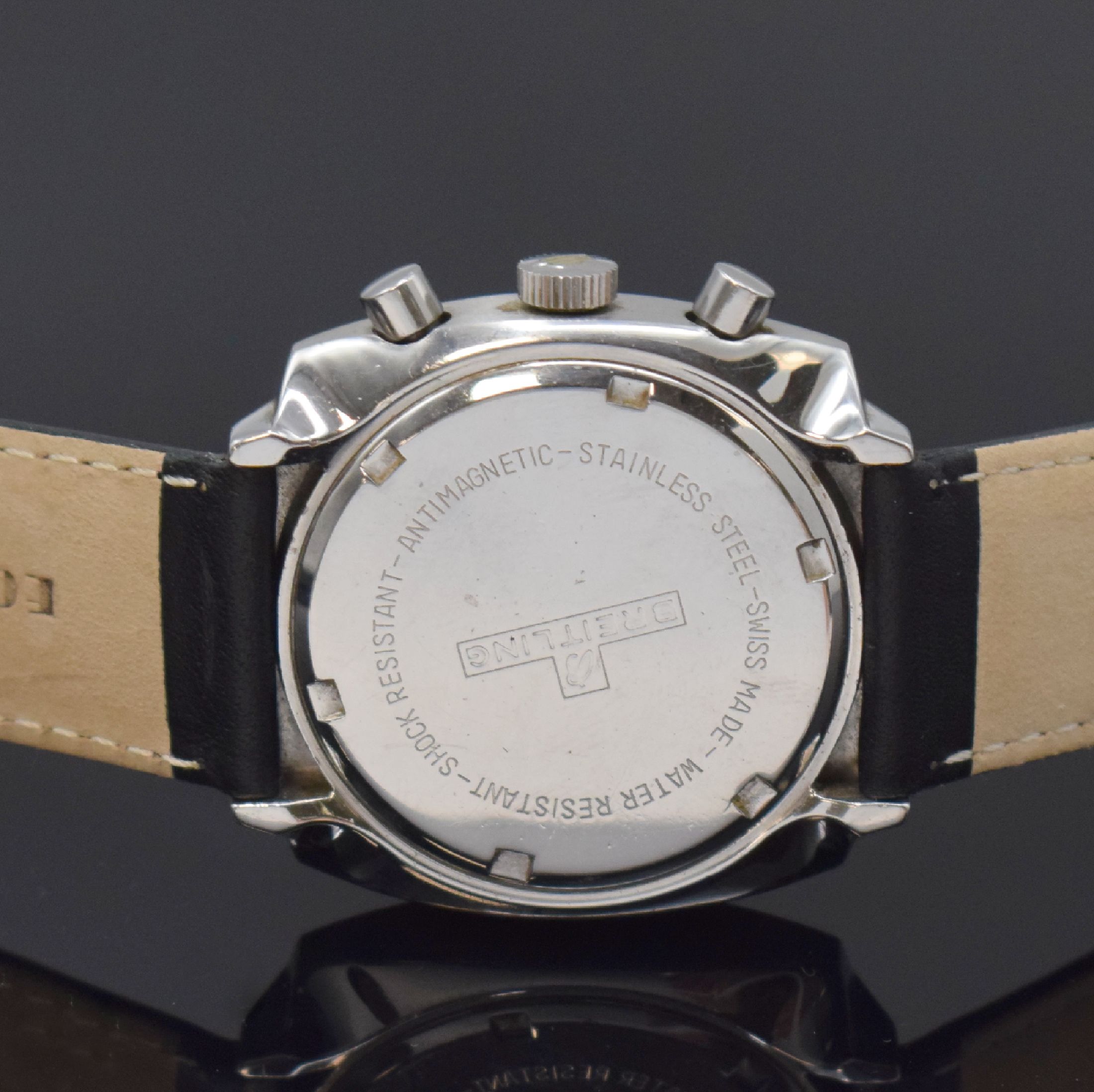 Detail c: BREITLING Datora Herrenarmbanduhr Referenz 2030 mit Chronograph, Schweiz, Handaufzug, 2-teil. Edelstahlgeh., Boden verschr., 2-farb. Zifferbl. m. ...