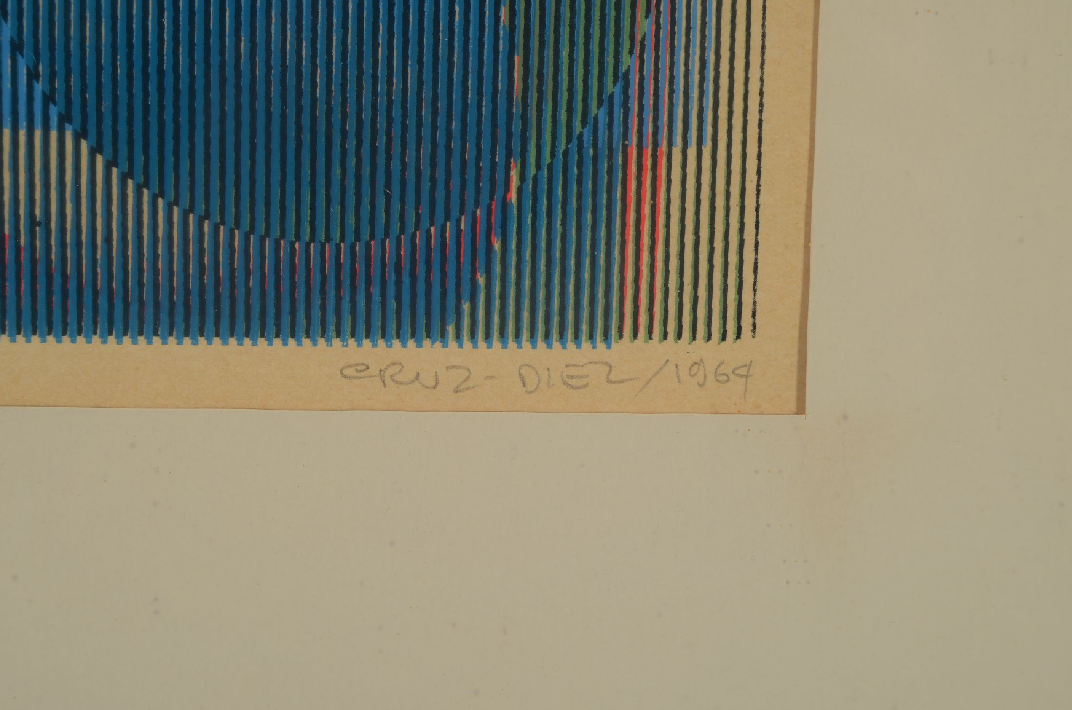 Detail a: Carlos Cruz-Diez, 1923 Caracas - 2019 Paris, abstrakte Komposition von 1969, handsigniert und num. 60/100, dat. 1969, farb frischer Druck, die ...