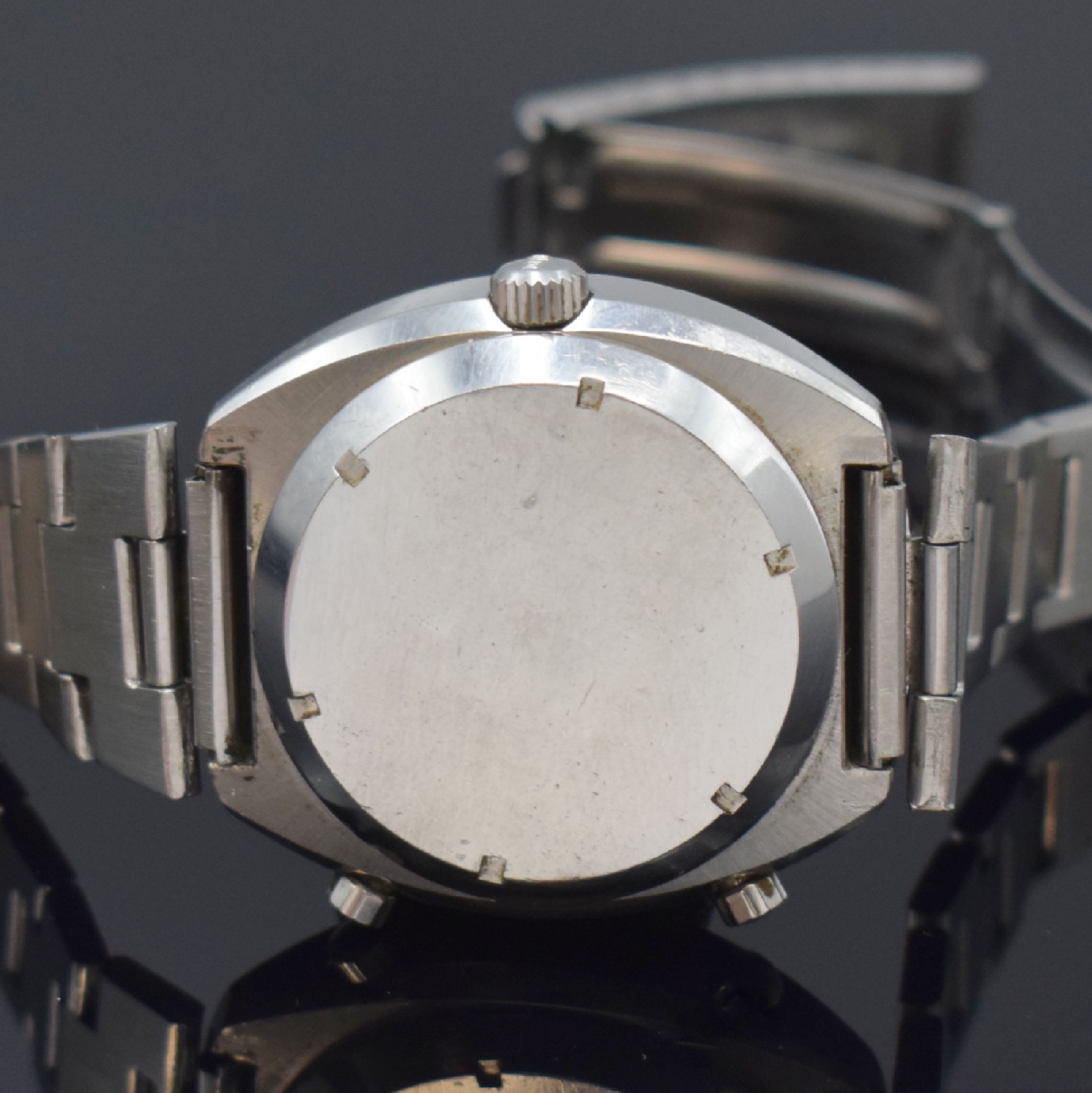 Detail c: HEUER LEONIDAS S.A. Armbandchronograph Modell MONTREAL Referenz 110.503, Schweiz um 1970, Automatik, Edelstahlgeh. inkl. Gliederband mit Faltschl., ...