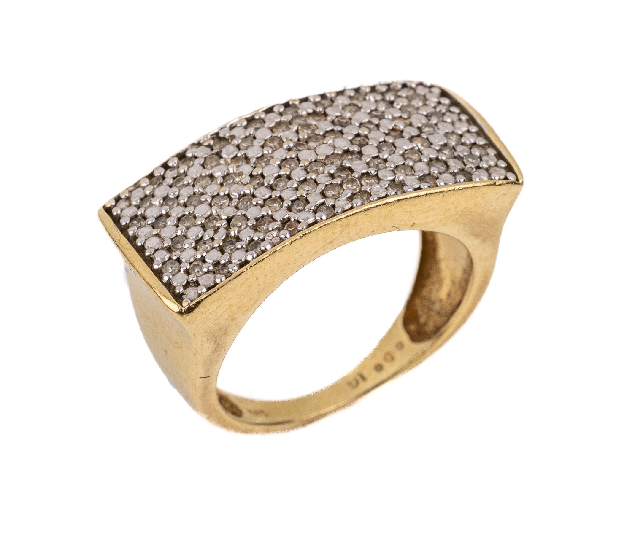 14 kt Gold Diamant-Ring, GG/WG 585/000, Ringkopf WG mit 84 8/8-Diamanten zus. ca. 0.50 ct (grav.) Weiß/p1, RW 54, ca. 8.7 g