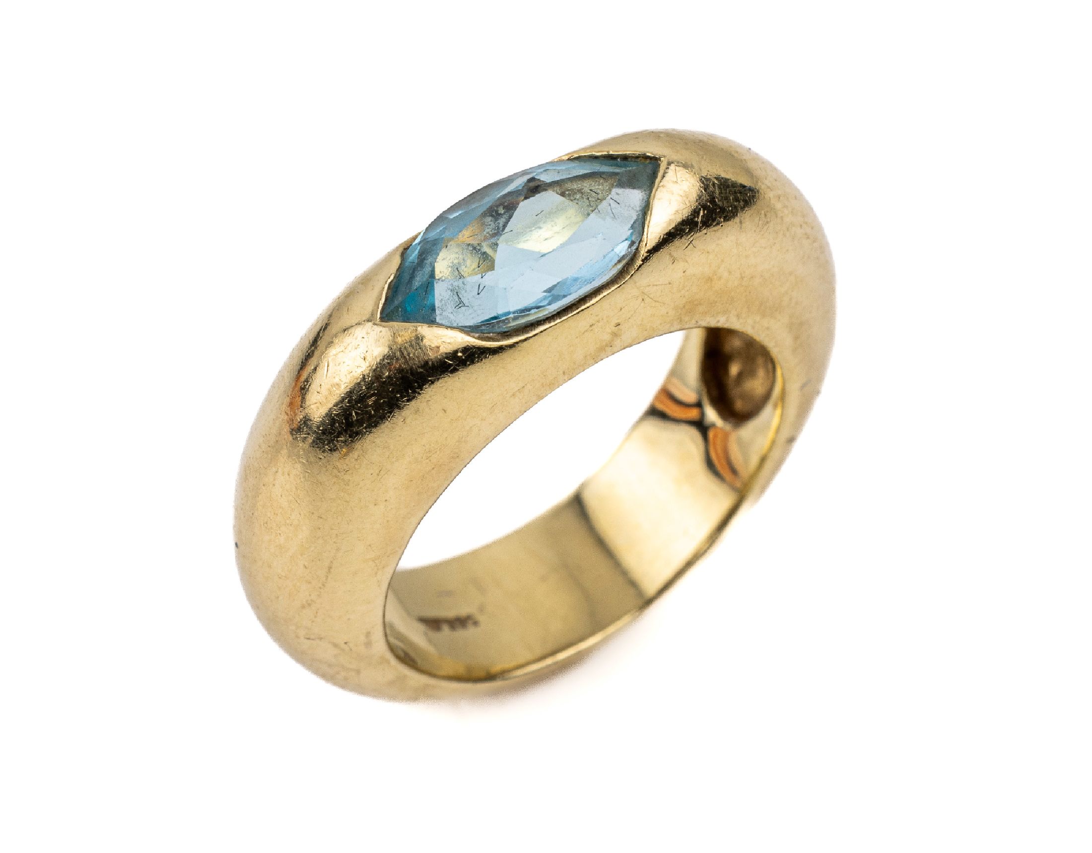 14 kt Gold Topas-Ring, GG 585/000, facett. Topasnavette ca. 2.0 ct, RW 54, ca. 10.1 g