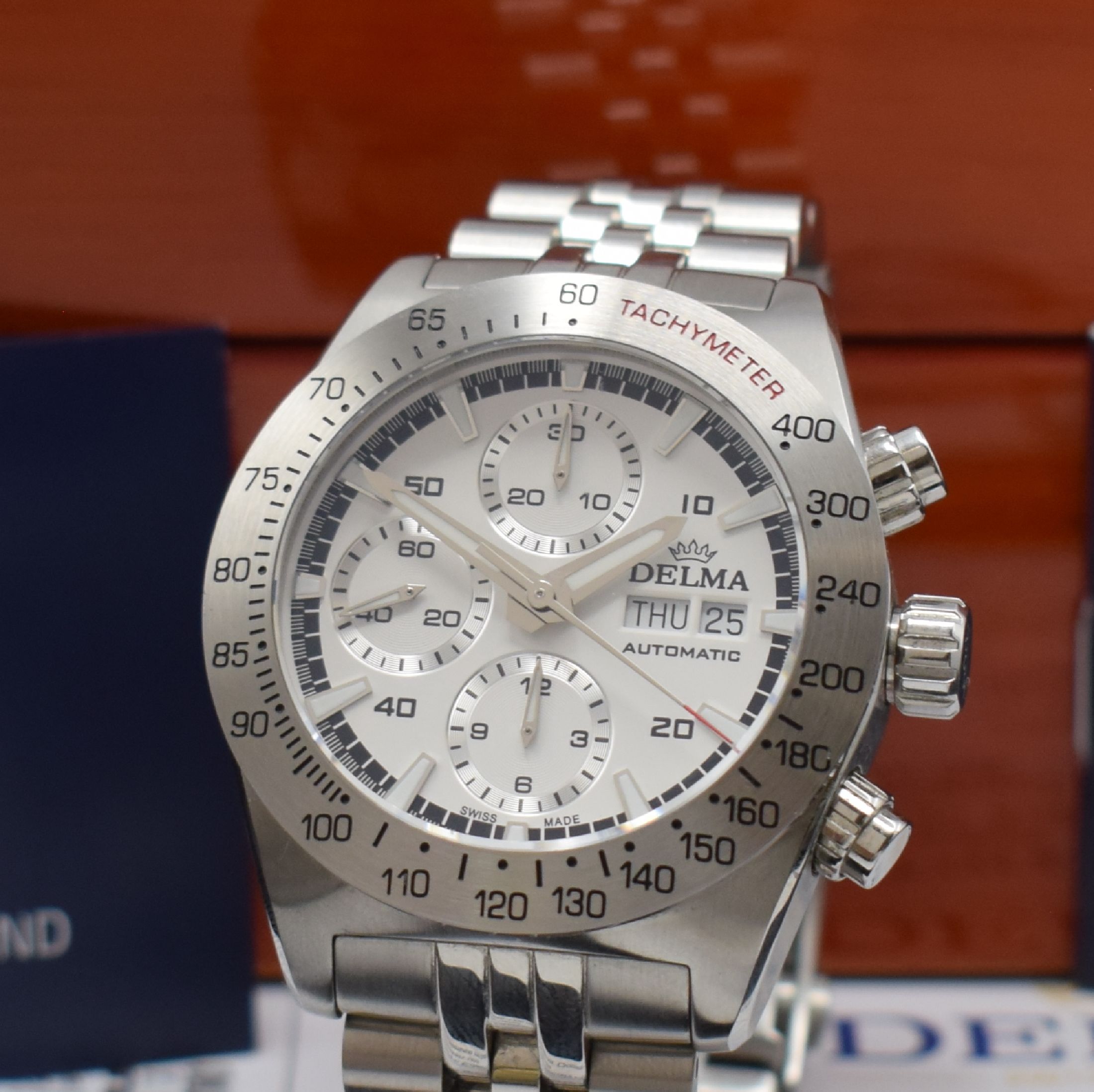 Detail a: DELMA Herrenchronograph Montego in Stahl Referenz 41701.732.6.011, Schweiz um 2020, Automatik, beids. verg. Geh., Boden u. Krone verschr., Saphirgl., ...