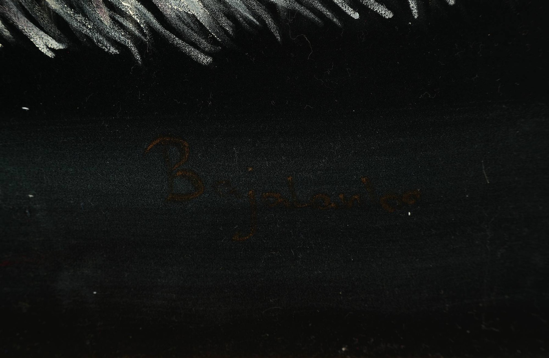 Detail a: Parinaz Bajalanlou, geb. 1985, zeitgenössischeiranische Künstlerin, Stillleben mit Teppichund Rosen, Öl auf schwarzem Samt, links unten ...